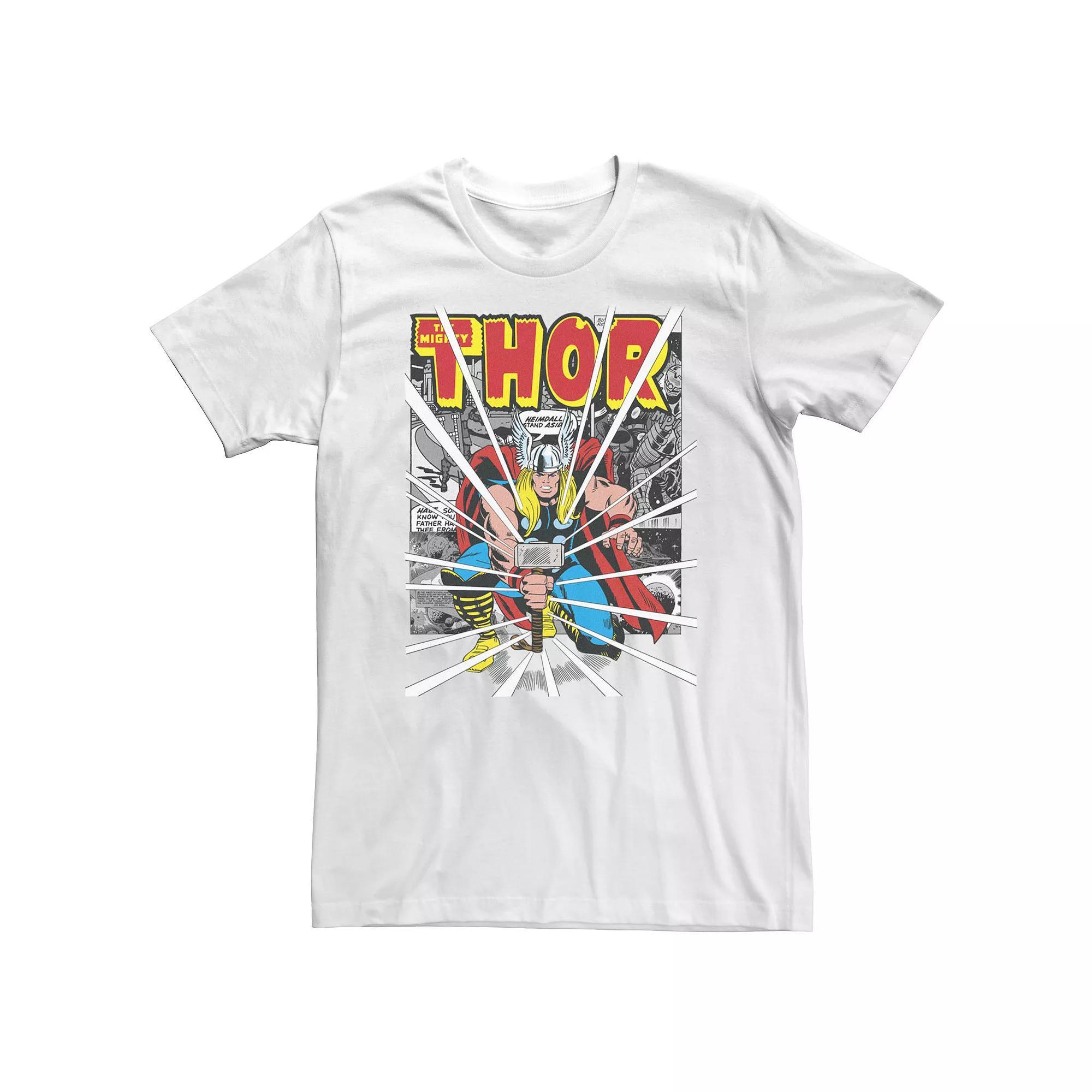 Big & Tall Marvel Mighty Thor Retro Comic Hammer Blast Tee, Men's,  Product Image