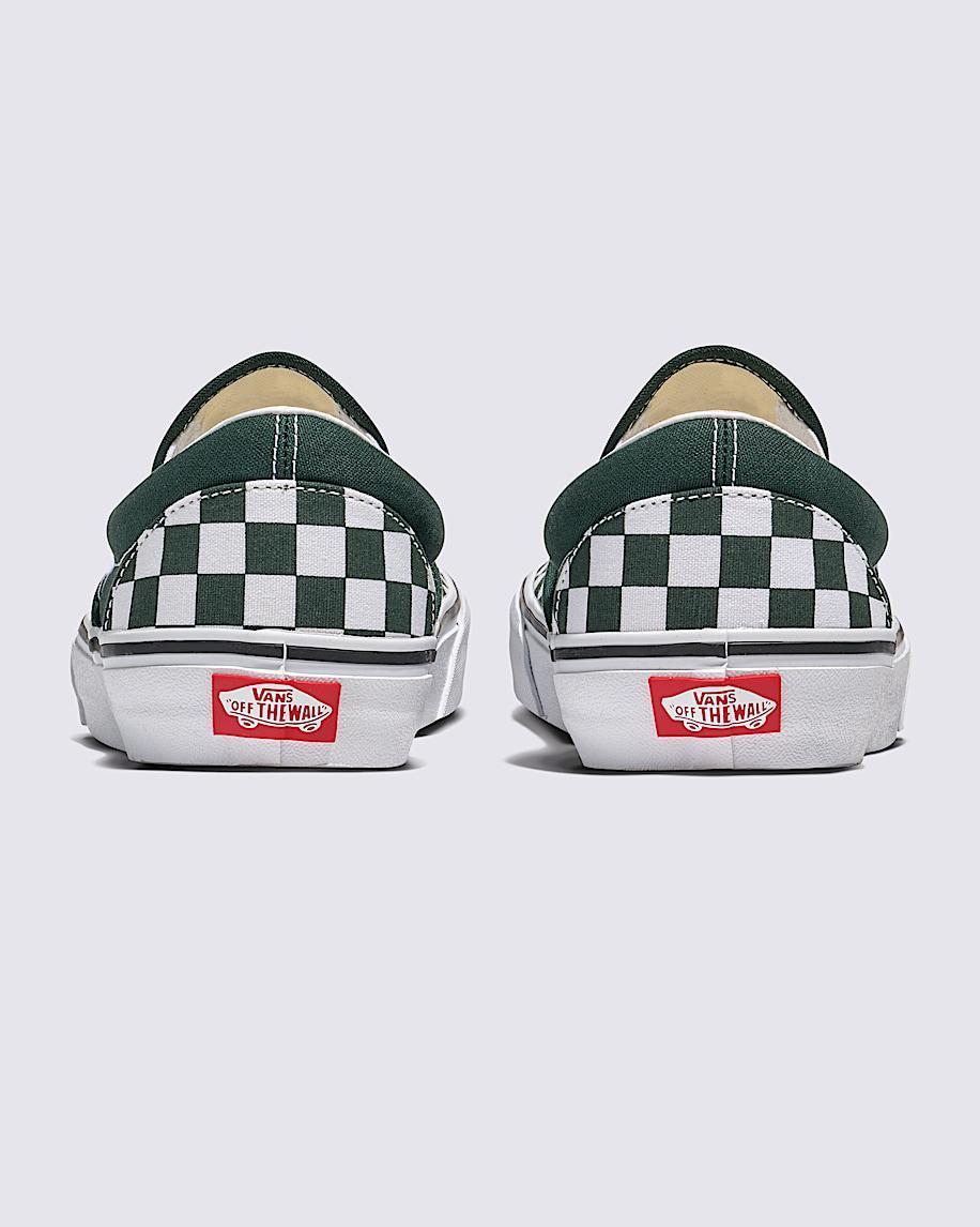 Classic Slip-On Checkerboard Shoe in Scarab Green / White| Vans US Product Image