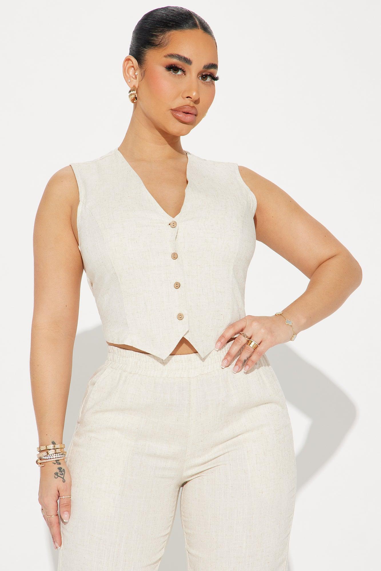 Perfect Vacay Linen Pant Set - Taupe Product Image