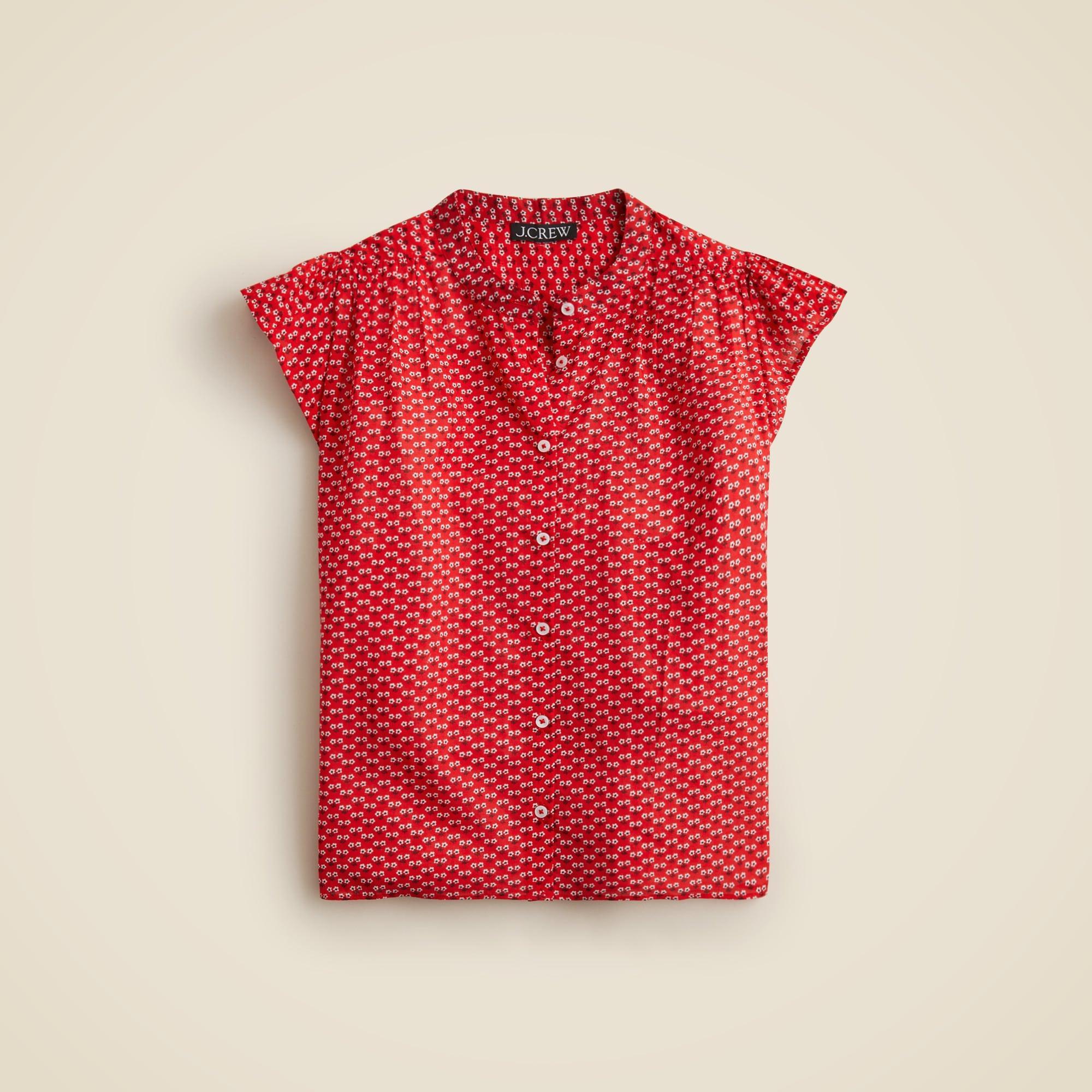 Flutter-sleeve button-up shirt in cotton voile Product Image