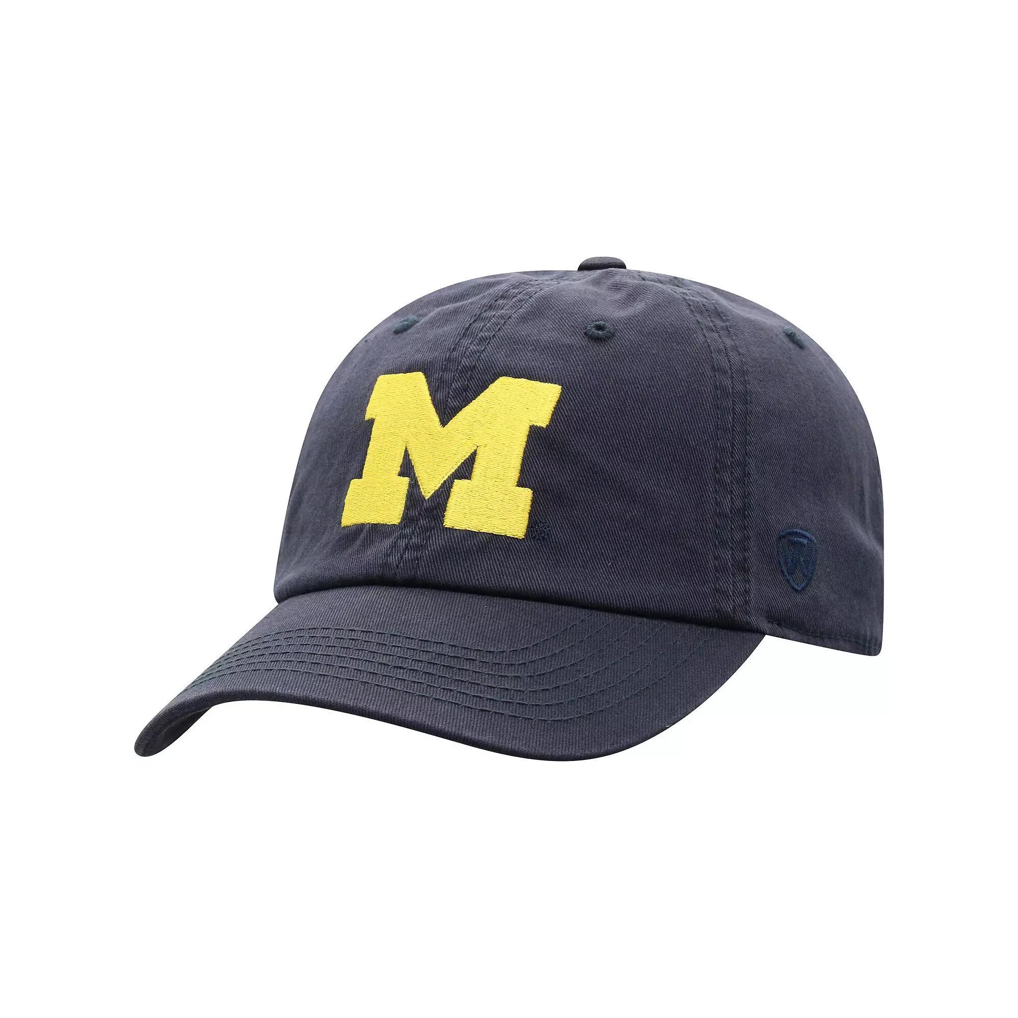 Men's Top of the World Navy Michigan Wolverines Team Logo Washed Adjustable Hat, Blue Product Image