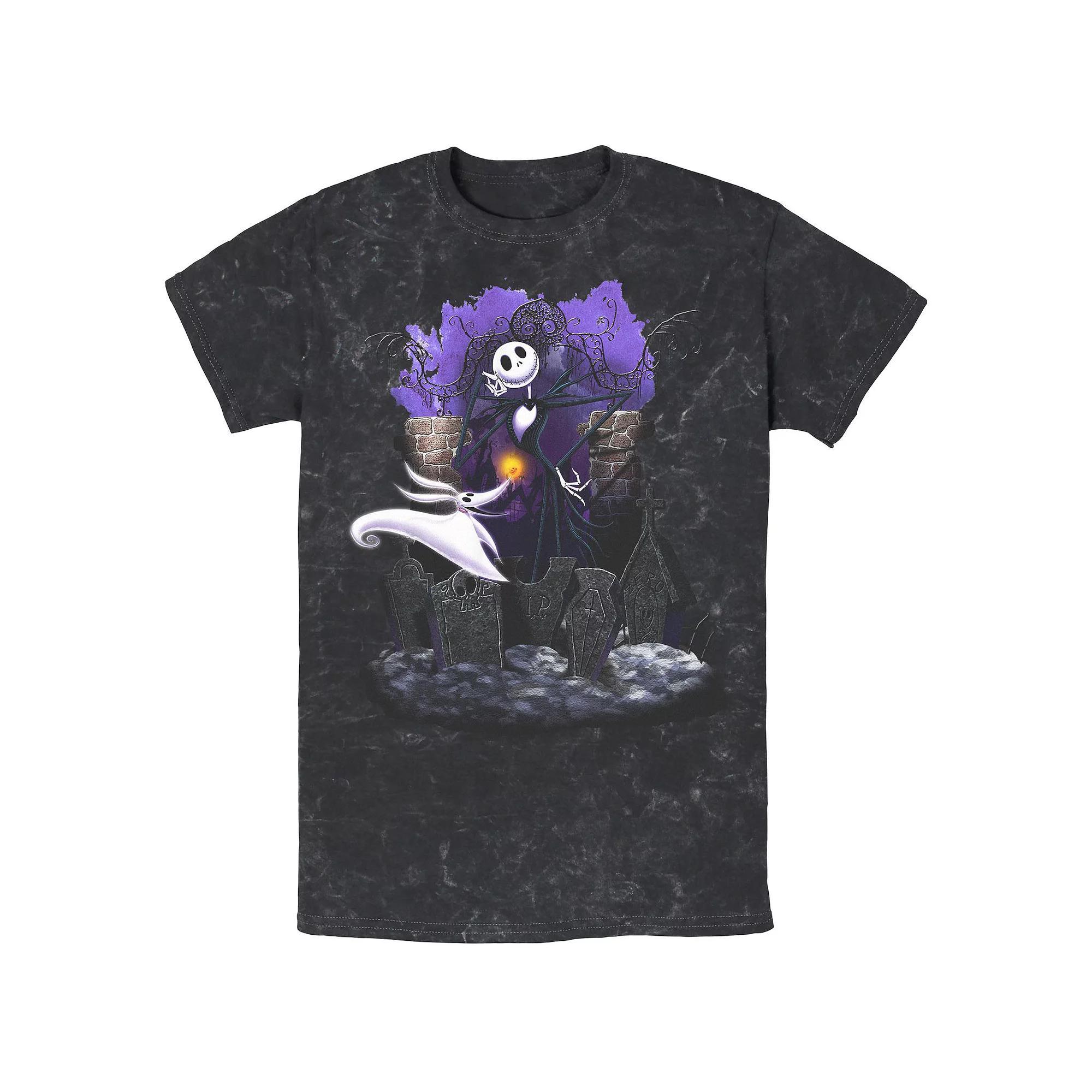 Disney's The Nightmare Before Christmas Graveyard Buddies Mineral Wash Men's Graphic Tee, Size: Large, Black Product Image