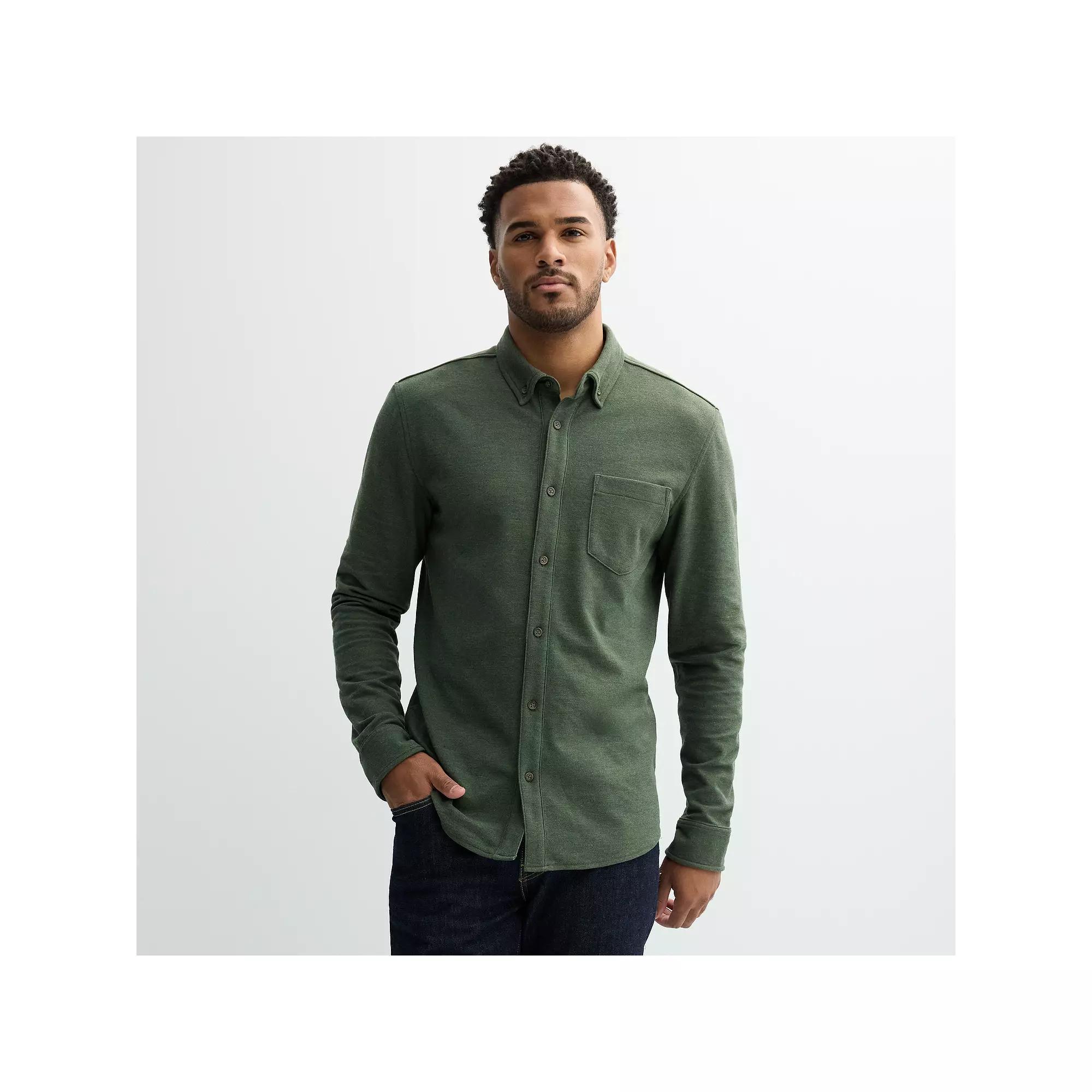 Men's Sonoma Goods For Life® Long Sleeve Pique Button-Up Shirt,  Product Image