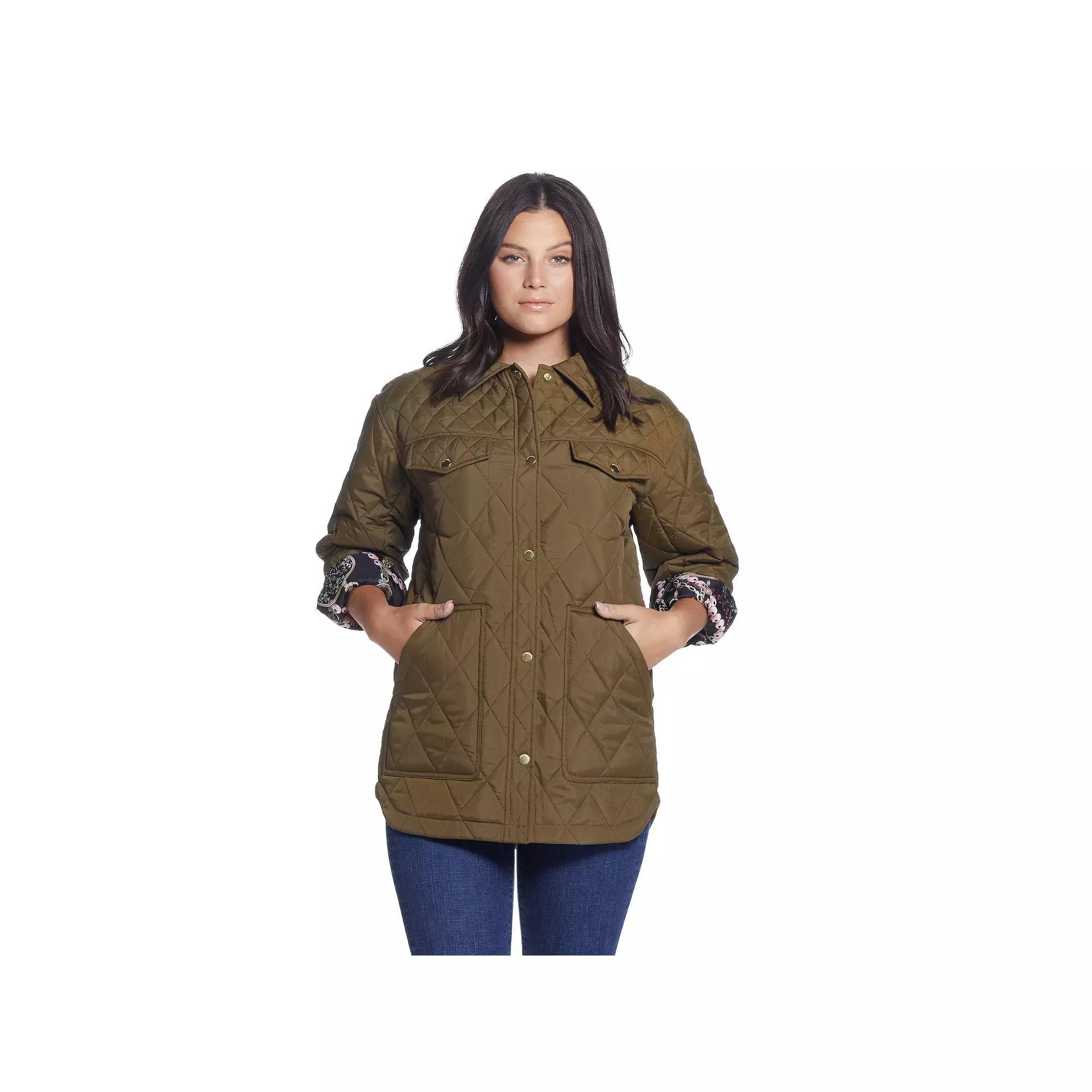 Women's Weathercast Print Lining Quilted Shacket,  Product Image