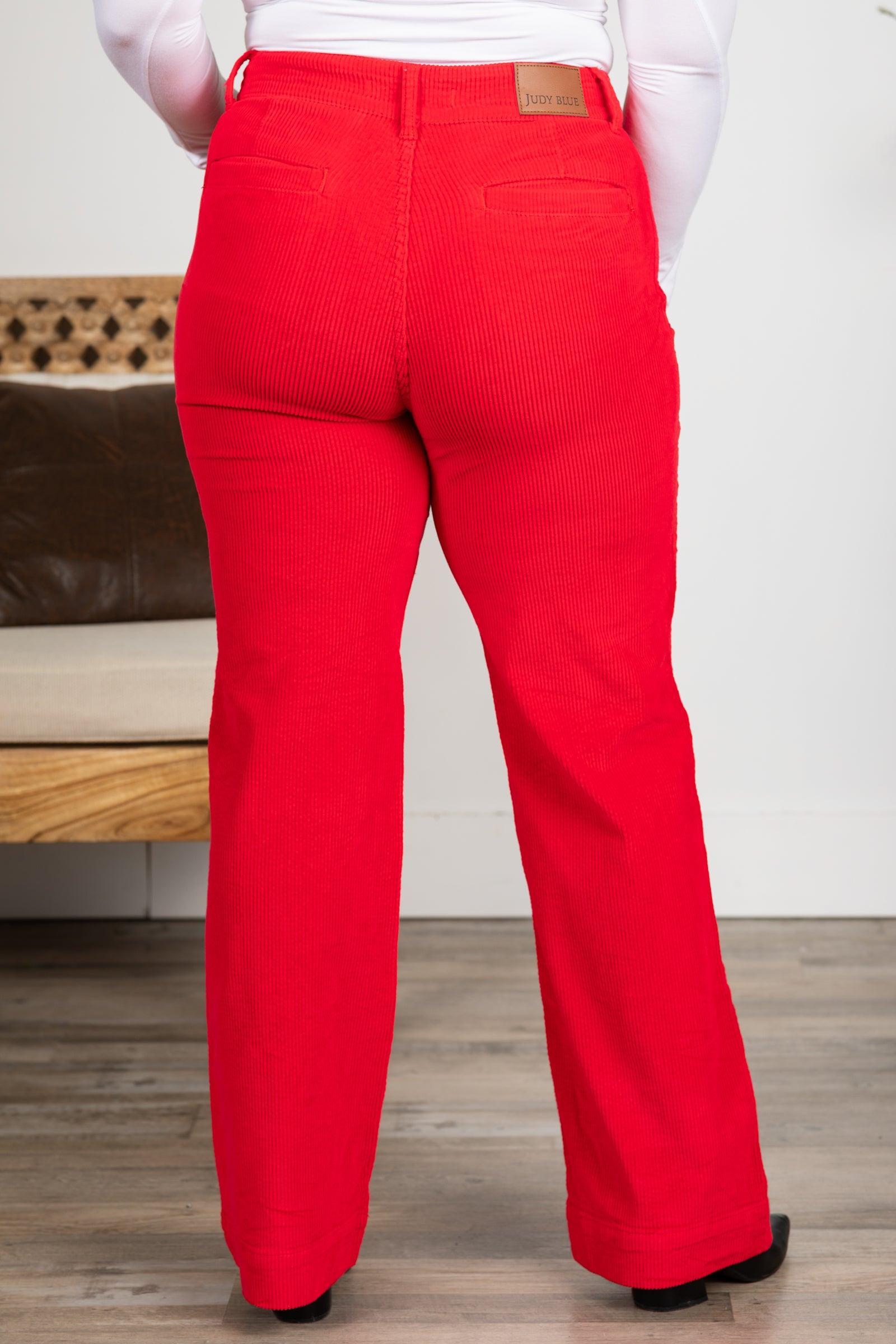Judy Blue Red Corduroy Trouser Wide Pants Product Image