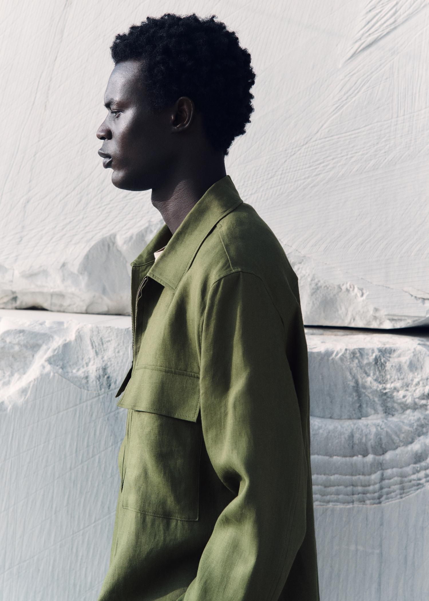 100% linen jacket with pockets - Men | MANGO USA Product Image