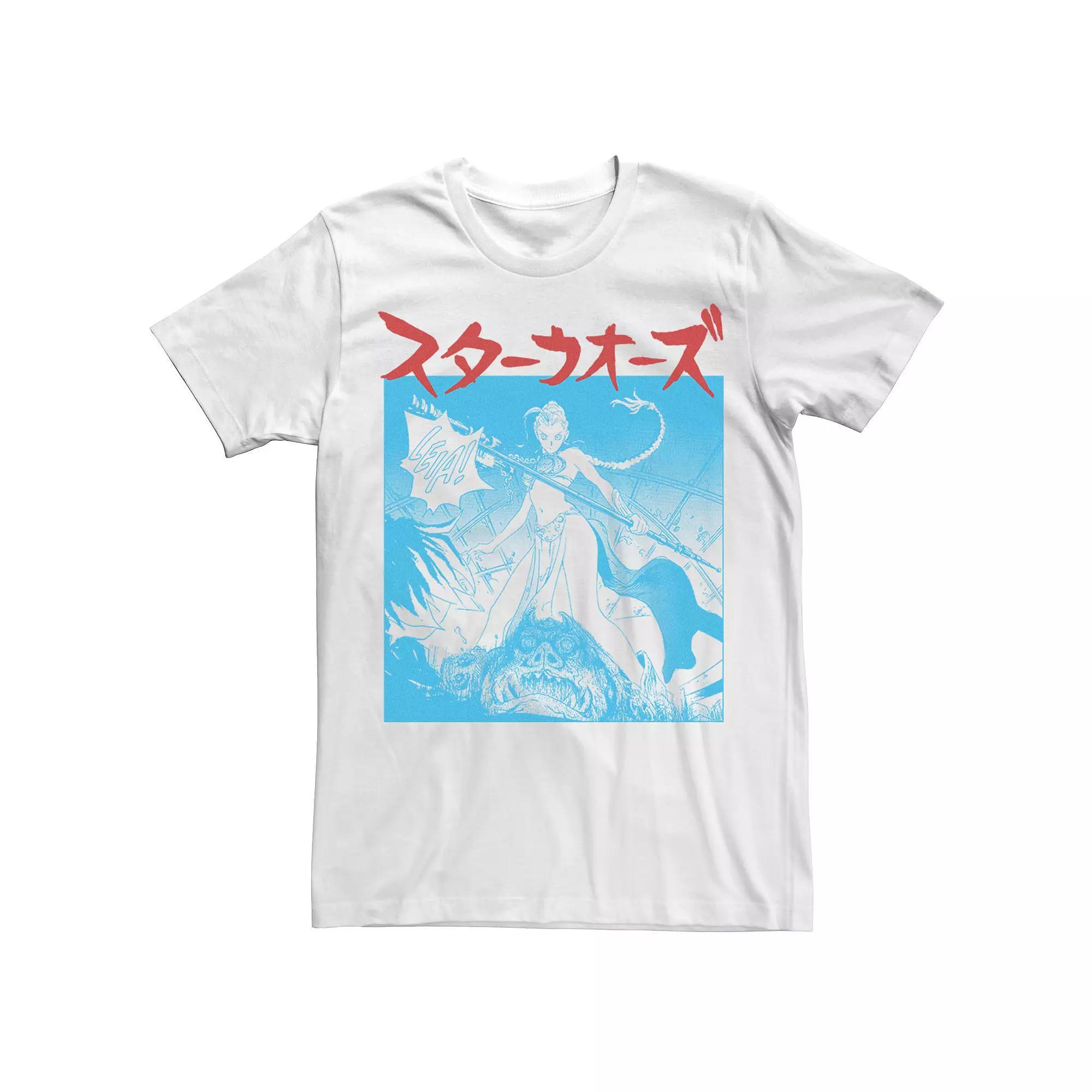 Men's Star Wars Princess Leia Kanji Blue Comic Tee,  Product Image