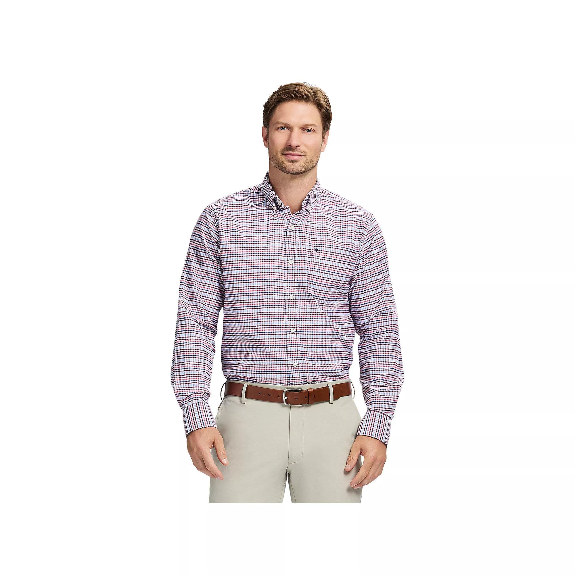 Men's IZOD Oxford Woven Long Sleeve Button-Down Shirt, Size: Large, Velvet Red Product Image