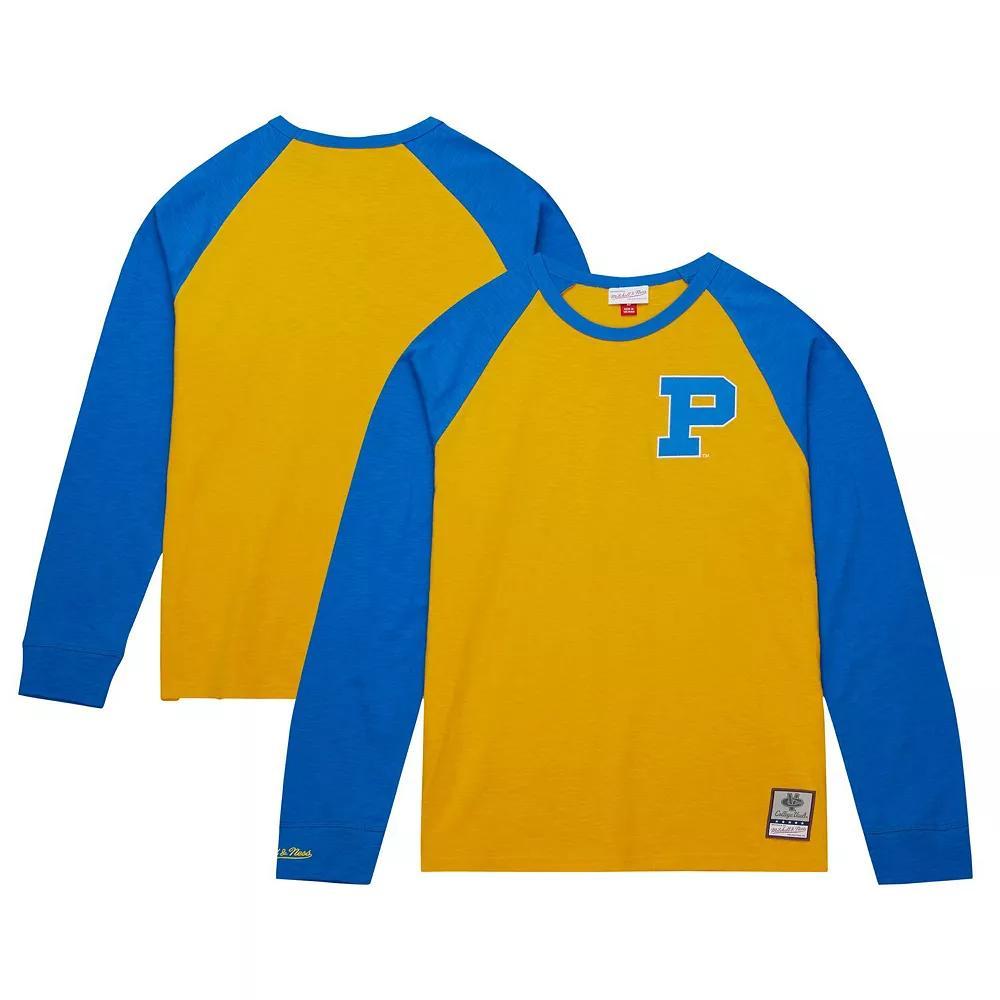 Men's Mitchell & Ness Gold Pitt Panthers Legendary Slub Raglan Long Sleeve T-Shirt, Size: Medium Product Image