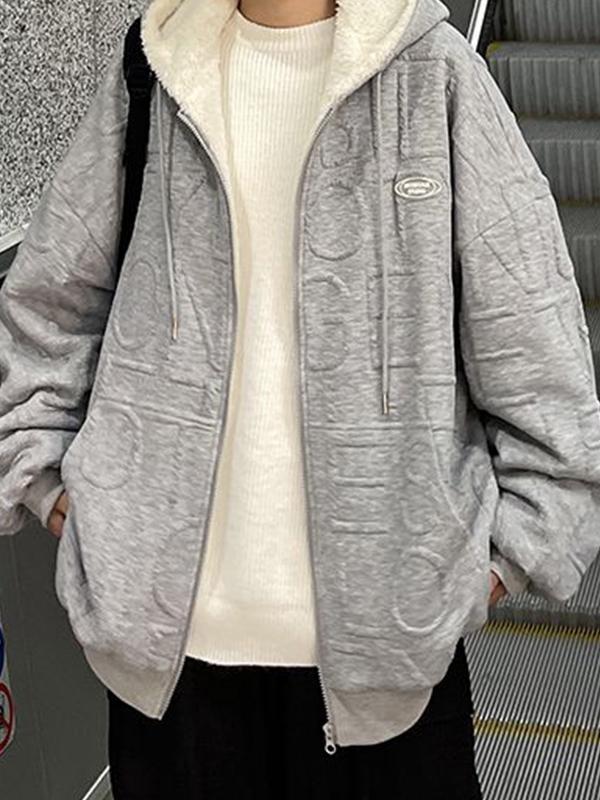 Men's Solid Print Fleece Lined Zip Up Oversized Hoodie Product Image