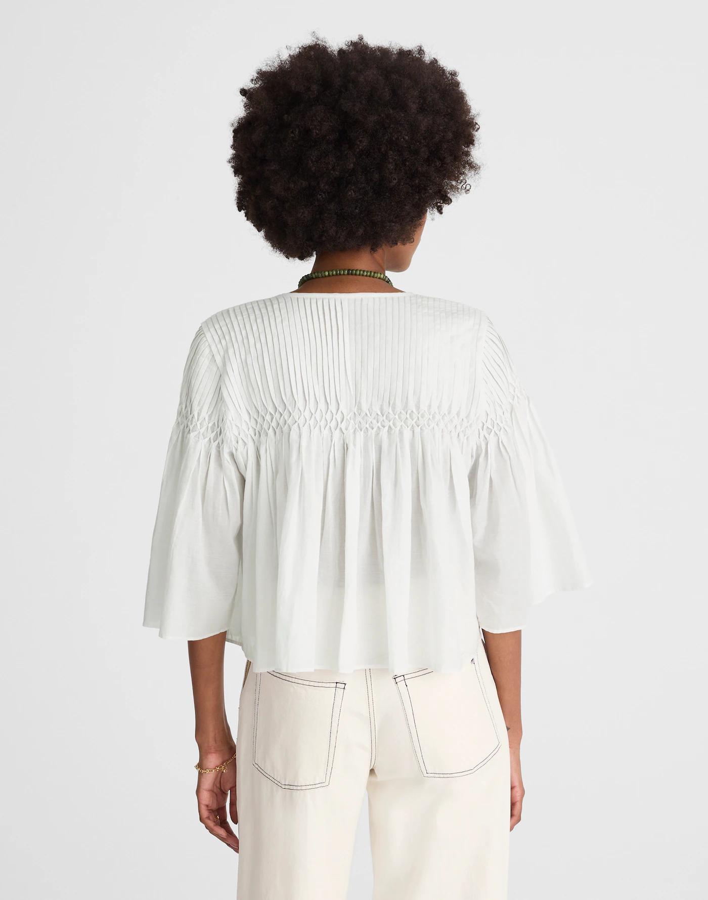 Pintucked Flutter-Sleeve Top Product Image