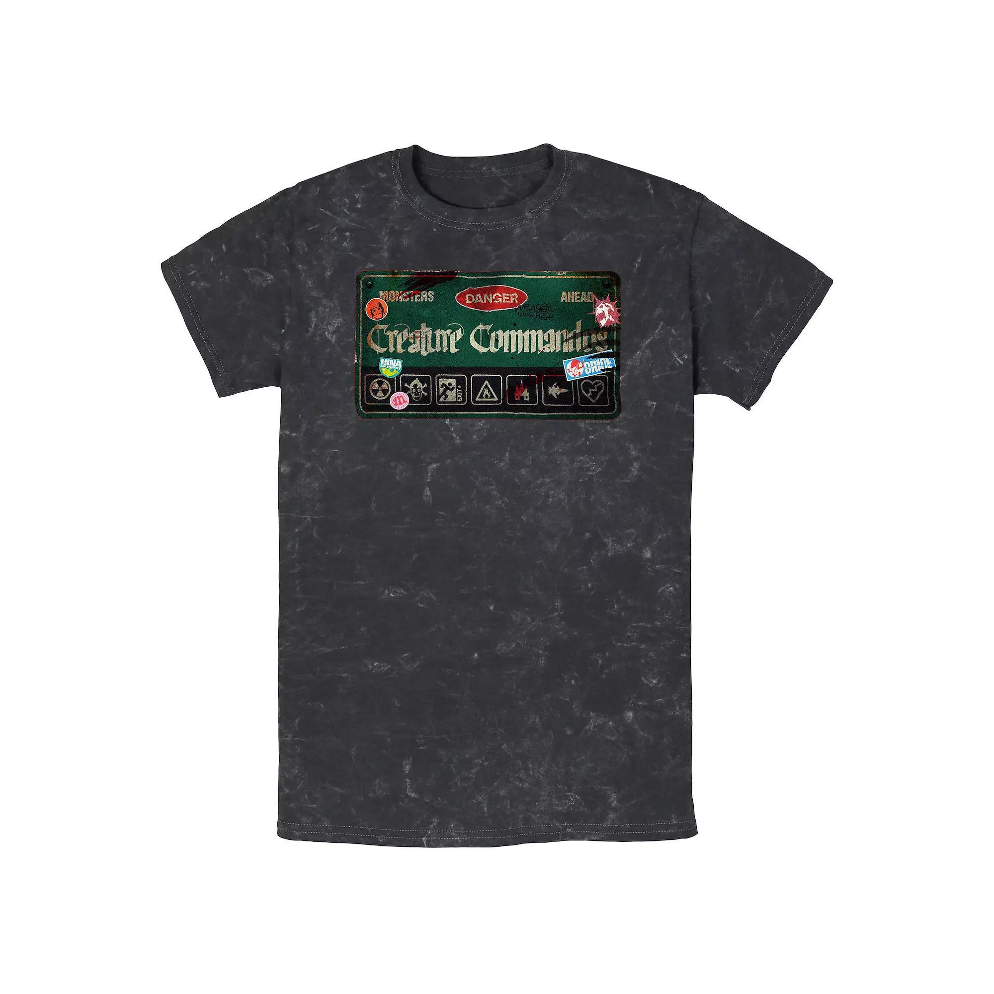 Men's Creature Commandos Danger Sign Mineral Wash Graphic Tee,  Product Image