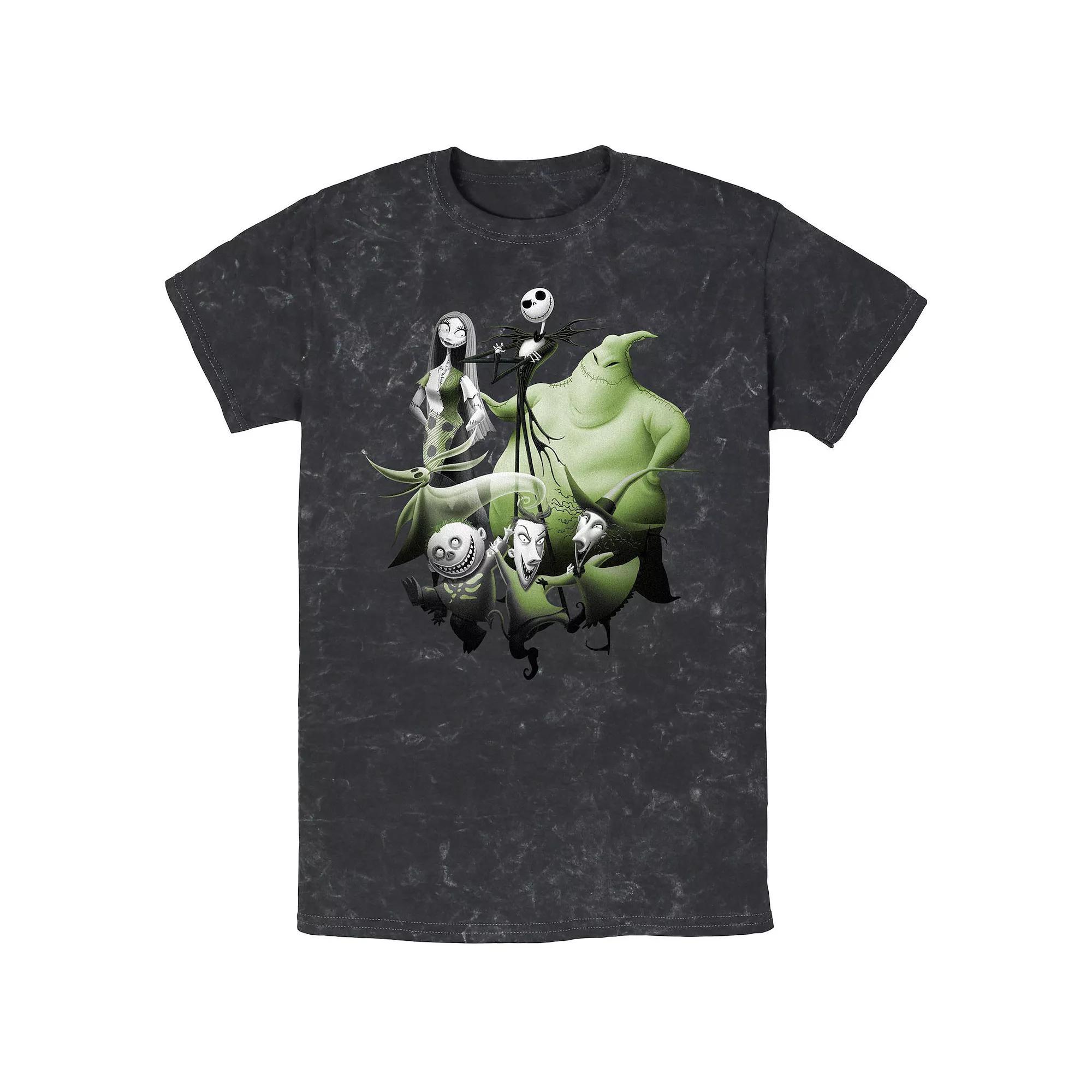 Disney's The Nightmare Before Christmas Group Shot Mineral Wash Men's Graphic Tee,  Product Image