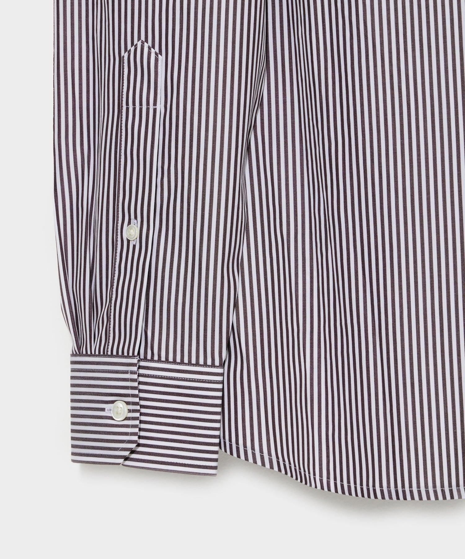 Spread Collar Poplin Dress Shirt in Brown Banker Stripe Product Image