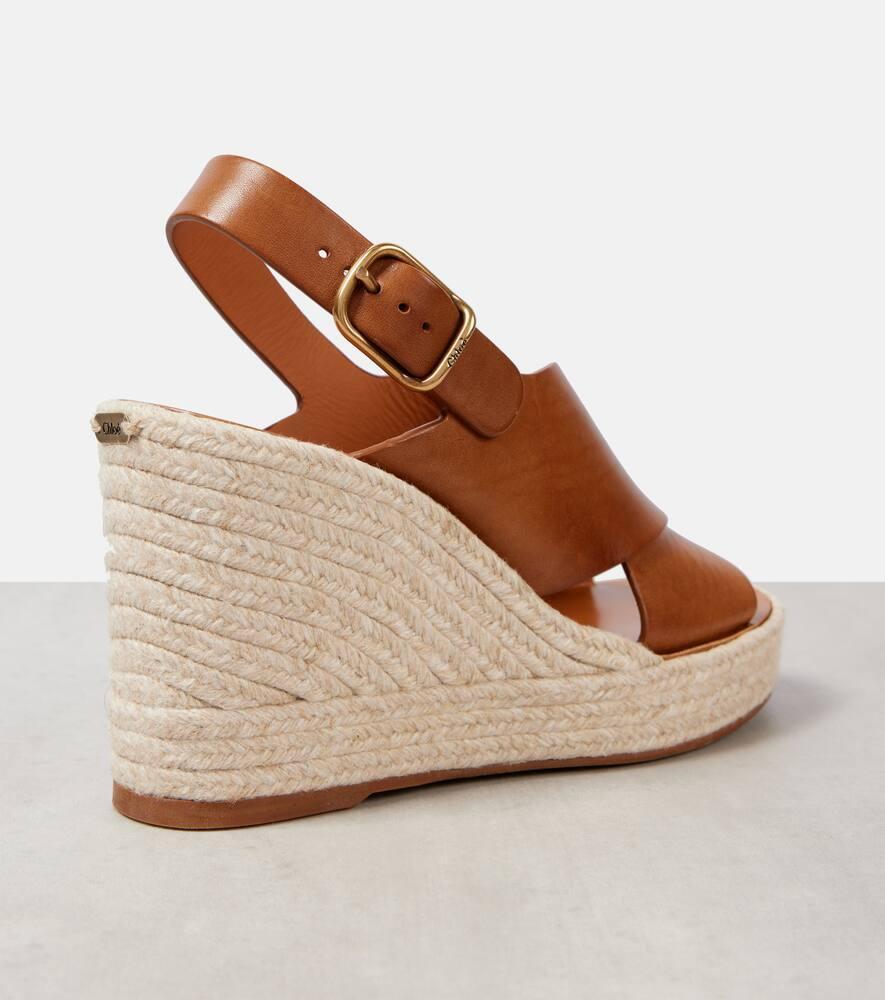 CHLOÉ Pary Leather Espadrille Wedge Slingback Sandals In Brown Product Image