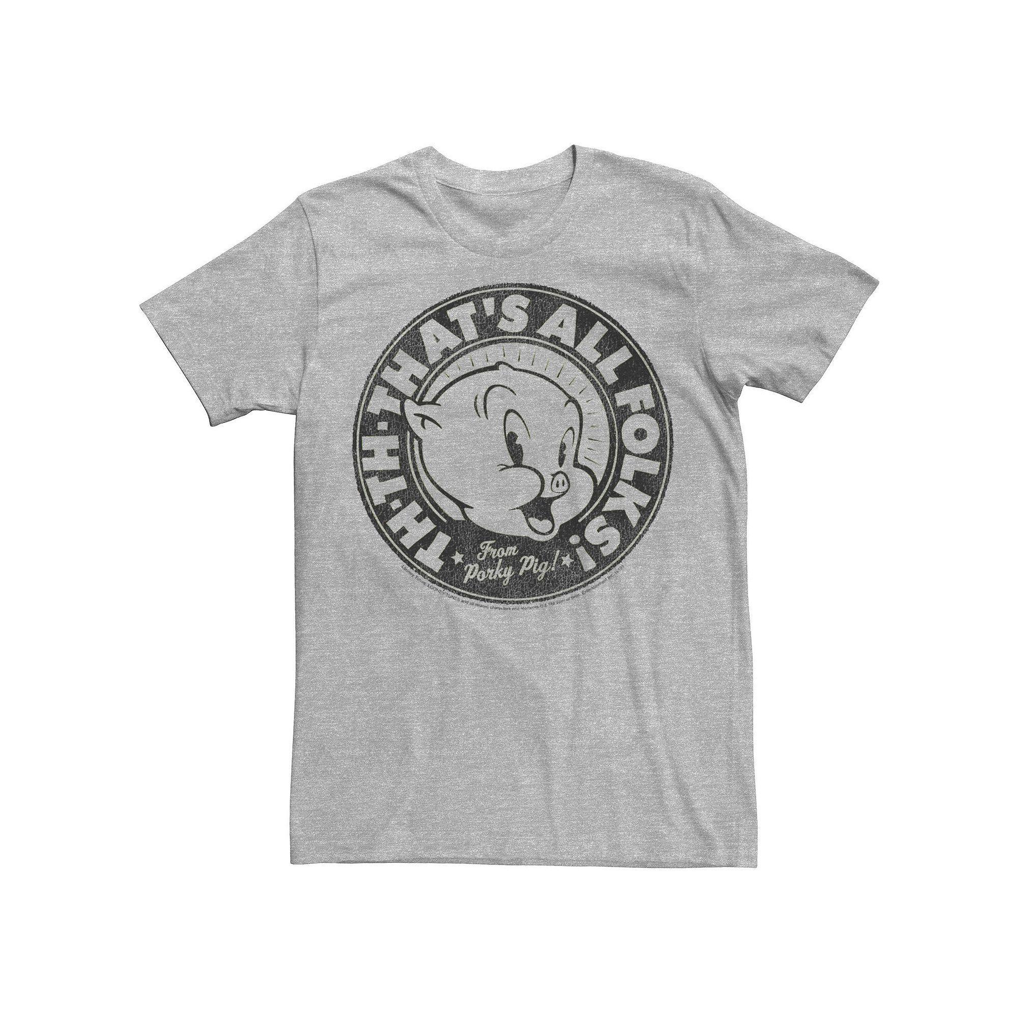 Men's Lonney Tunes Porky Pig That's all Folks Portrait Tee,  Product Image