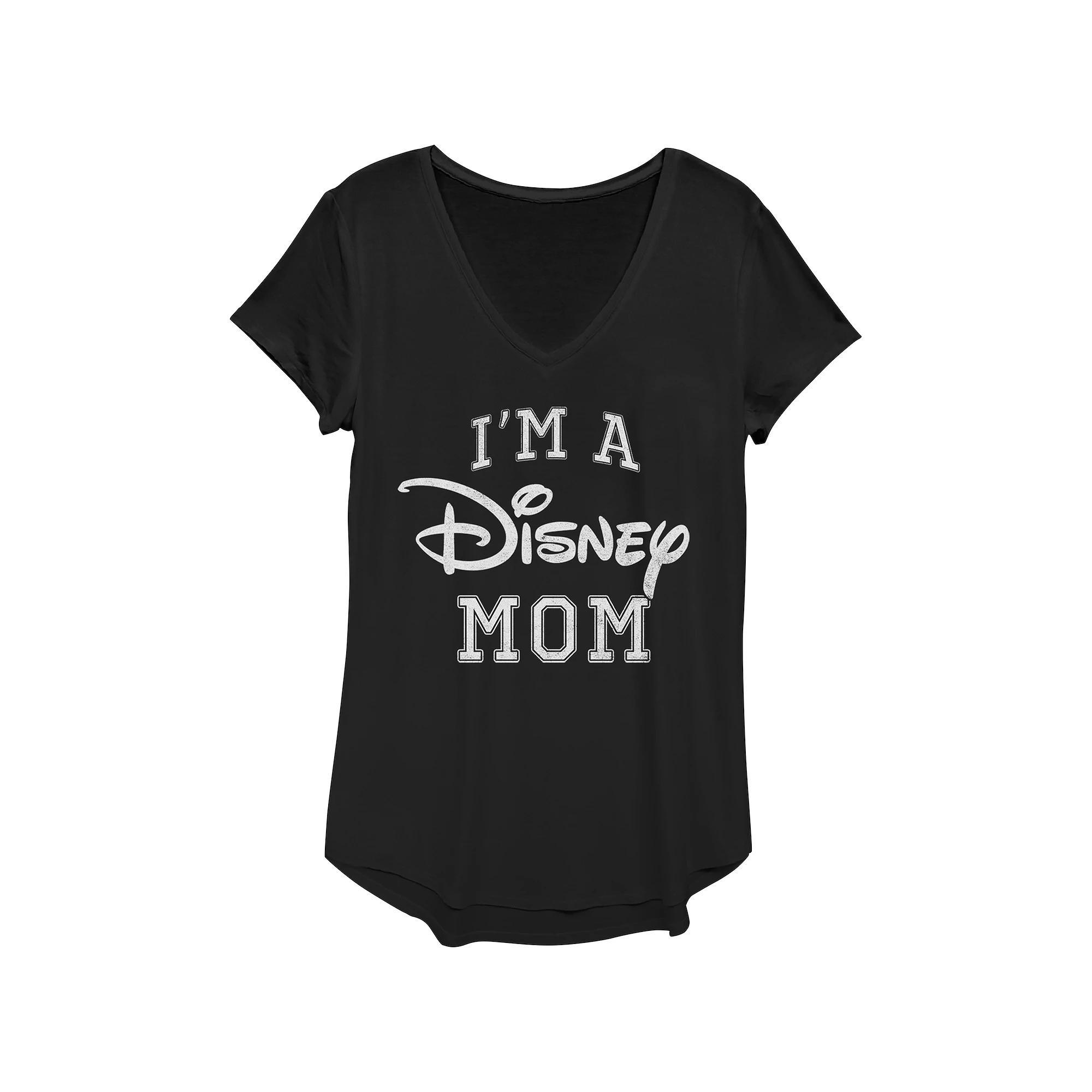 Disney's I'm A Disney Mom Varsity Style Women's Graphic Tee, Size: XS, Black Product Image