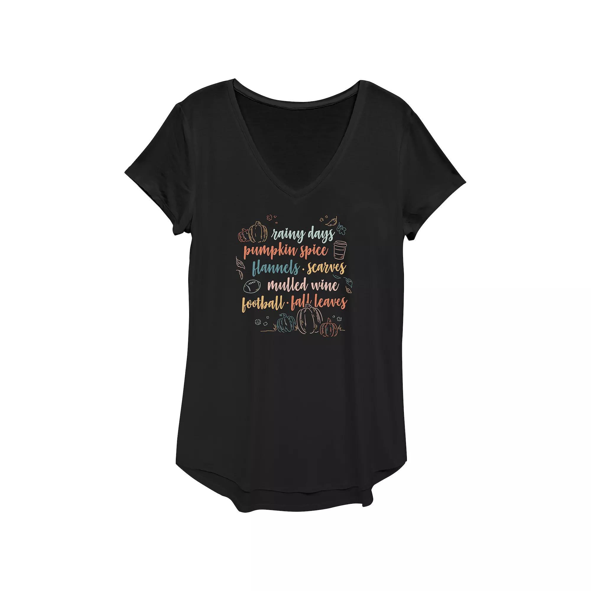 Juniors' Autumn Must Haves List V-Neck Graphic Tee, Women's,  Product Image
