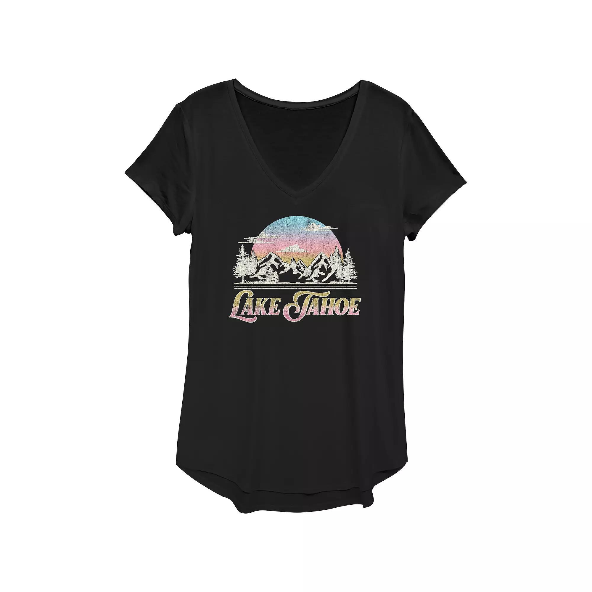 Women's Lake Tahoe Forest Landscape Graphic Tee, Girl's, Size: Large, Black Product Image