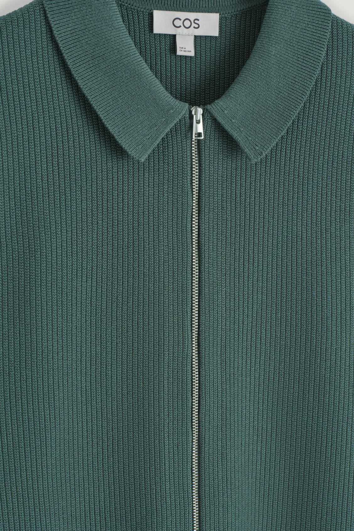 WAFFLE-KNIT COTTON ZIPPED SHIRT Product Image