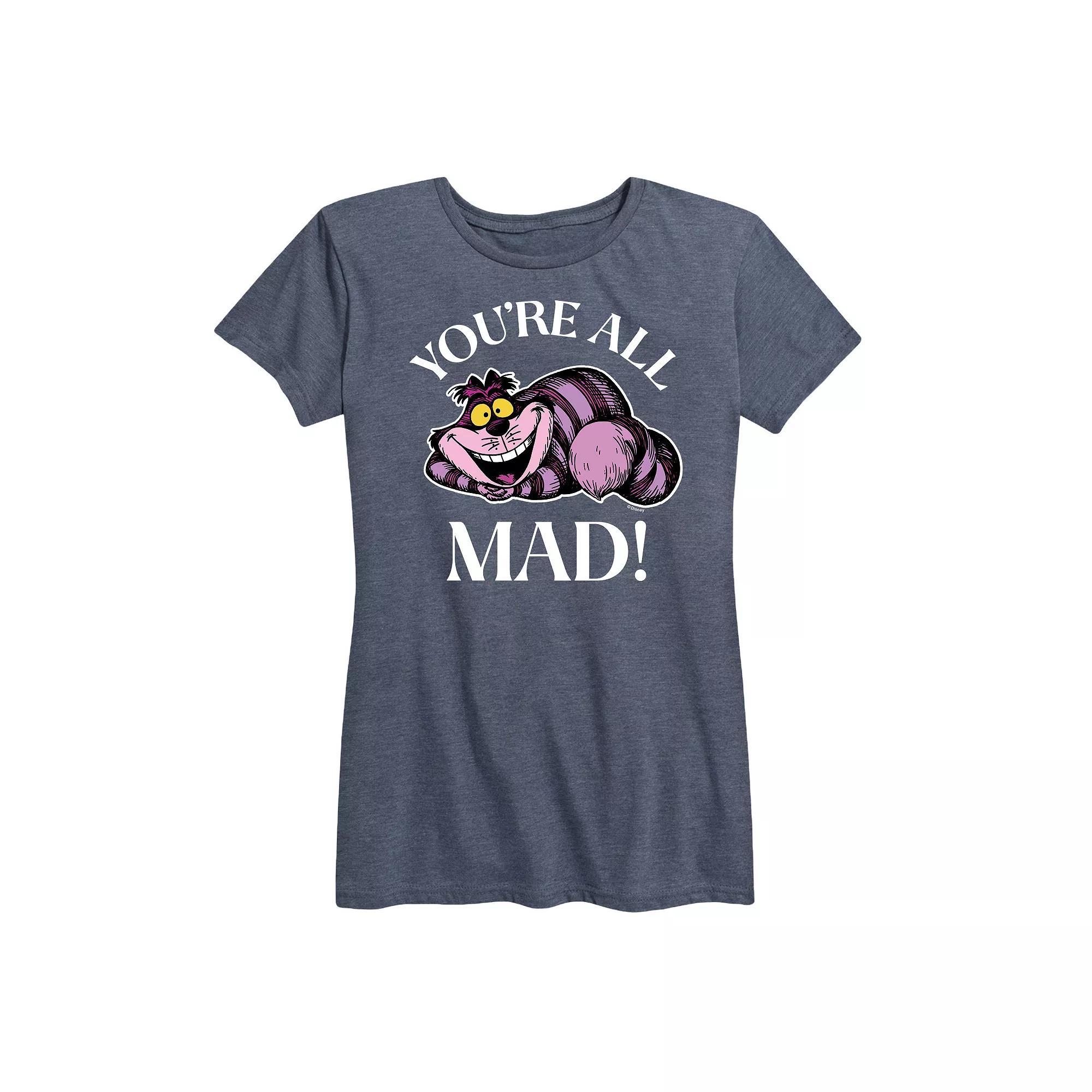 Disney's Alice in Wonderland Women's You're All Mad Graphic Tee, Girl's, Size: Medium, Grey Blue Product Image