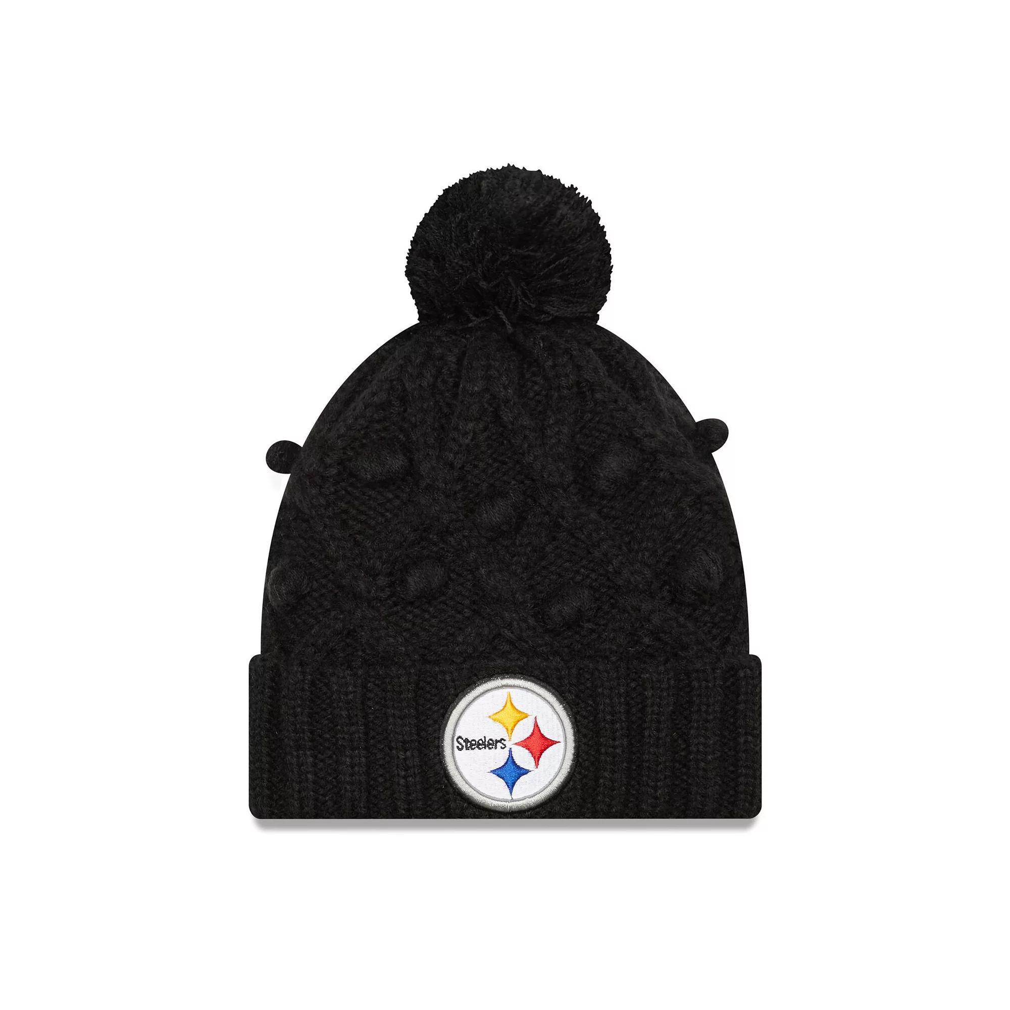 Women's New Era Black Pittsburgh Steelers Toasty Cuffed Knit Hat with Pom Product Image