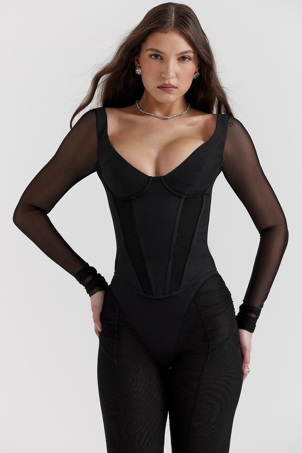 Araminta Black Long Sleeve Corset Product Image