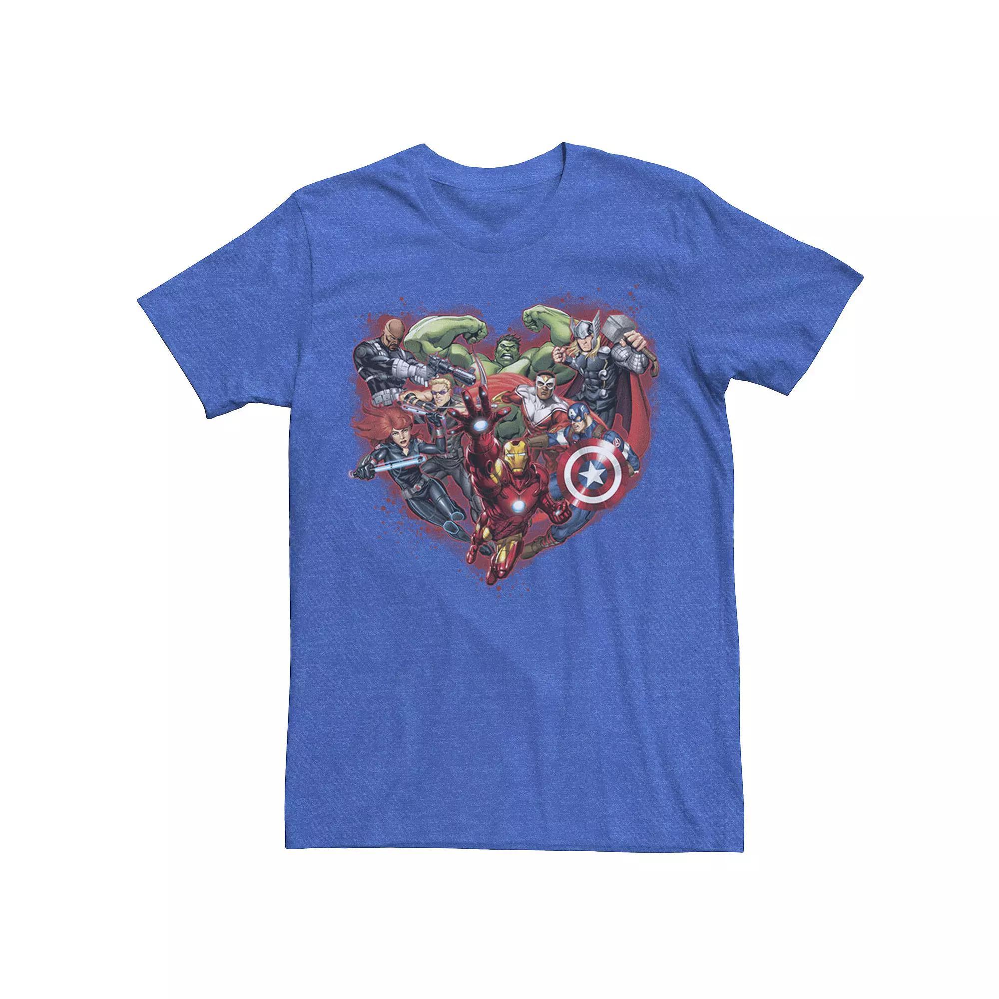 Men's Marvel Avengers Heart Group Shot Valentine Tee,  Product Image