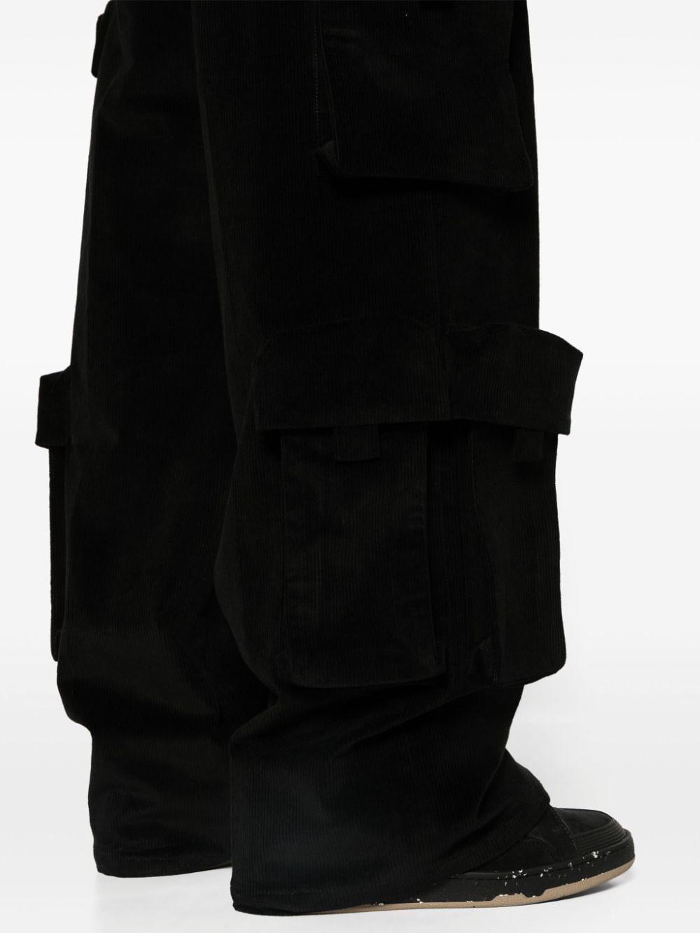 Mid-rise Corduroy Cargo Trousers In Black Product Image