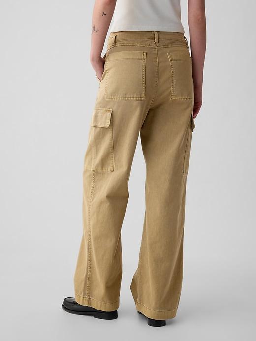 Mid Rise Loose Khaki Cargo Pants Product Image