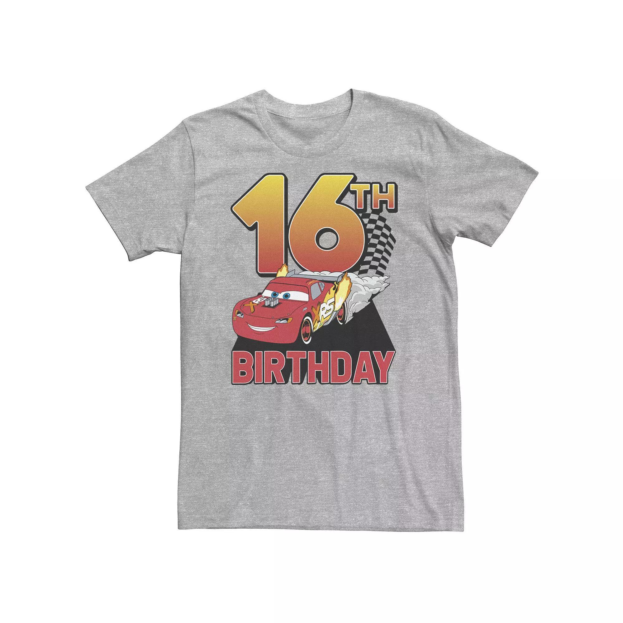 Big & Tall Disney / Pixar Cars 16th Birthday Racer Lightning McQueen Tee, Men's, Size: 4XL, Athletic Grey Product Image