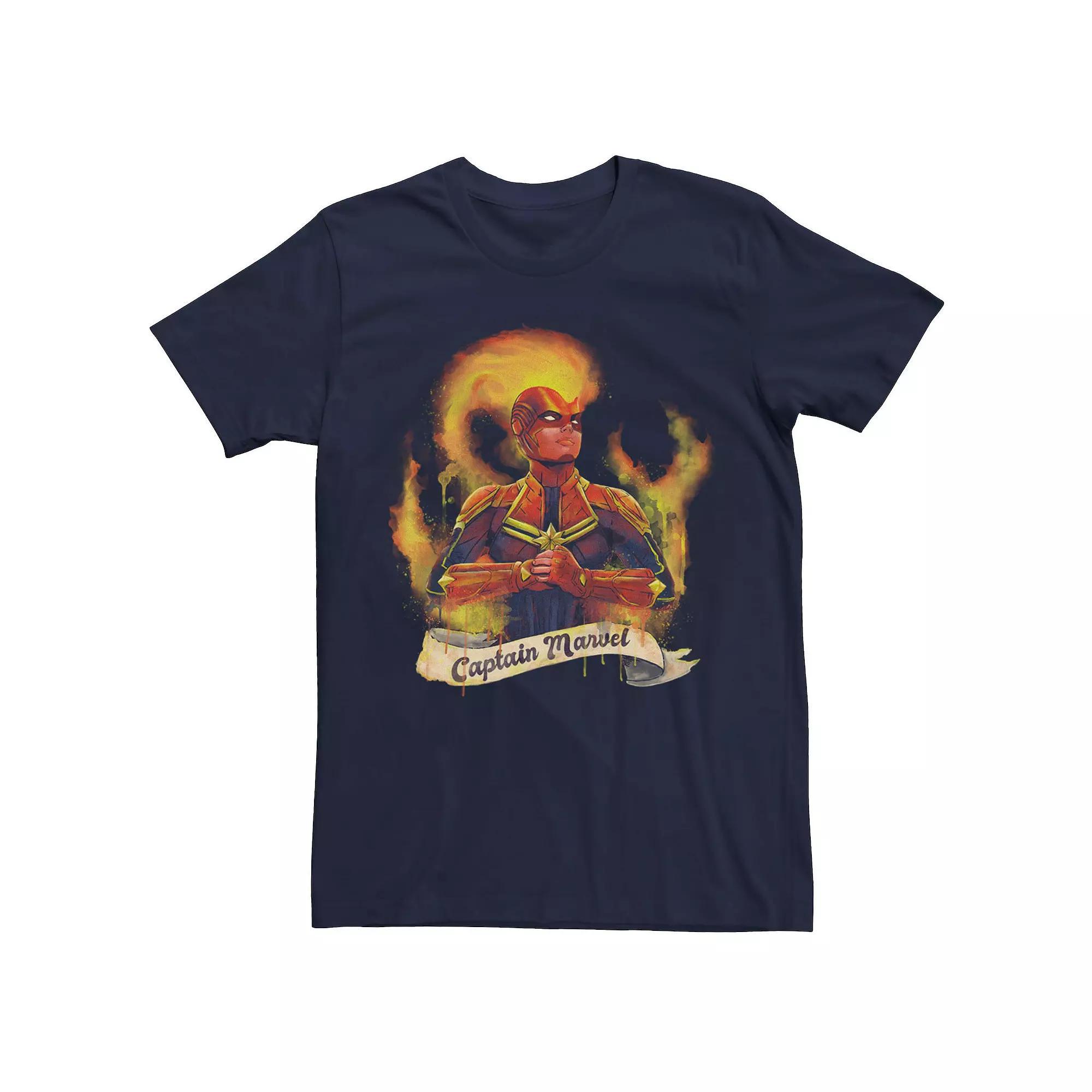 Men's Marvel Captain Marvel Flame Portrait Tee,  Product Image