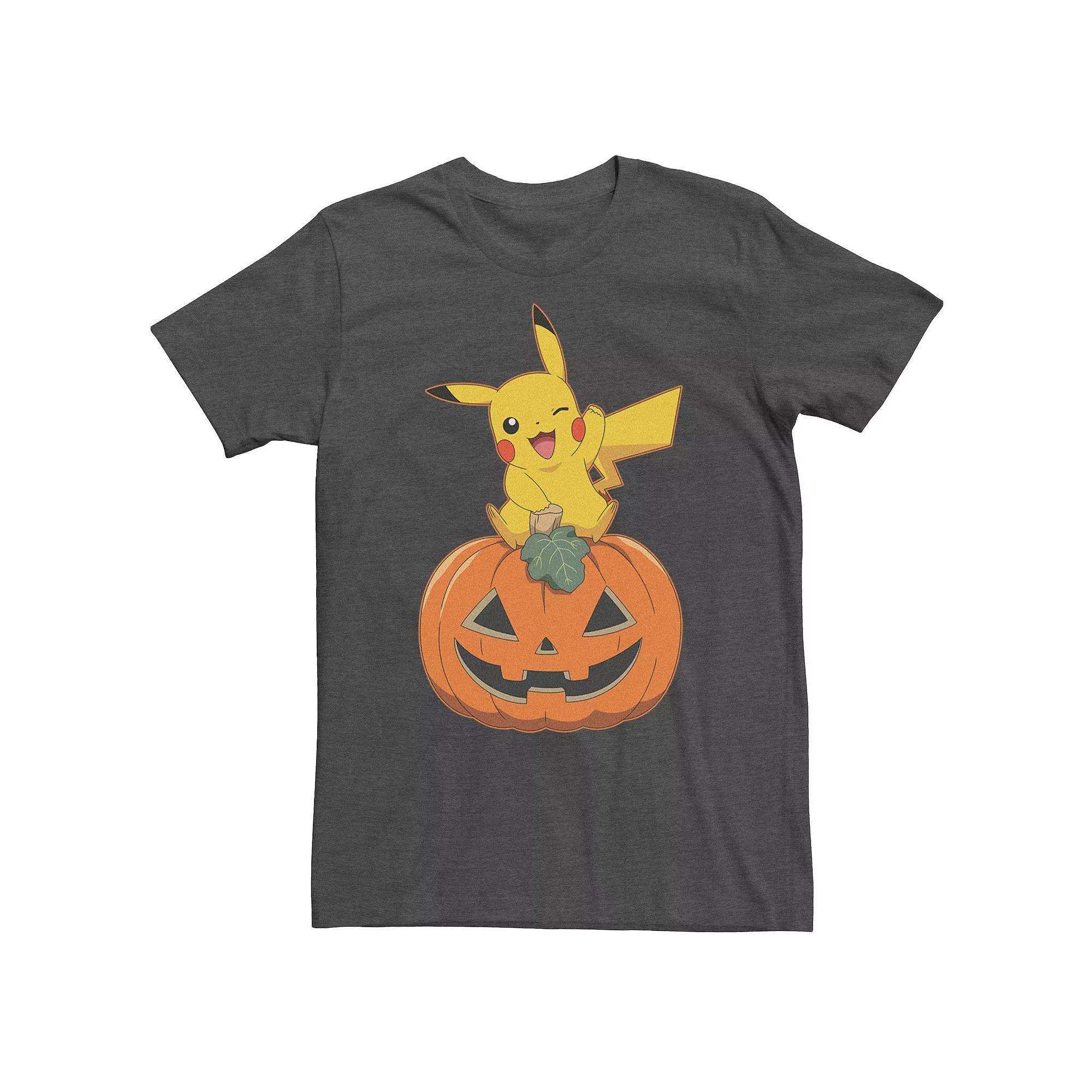 Big & Tall Pokemon Pikachu Sitting On Pumpkin Tee, Men's,  Product Image