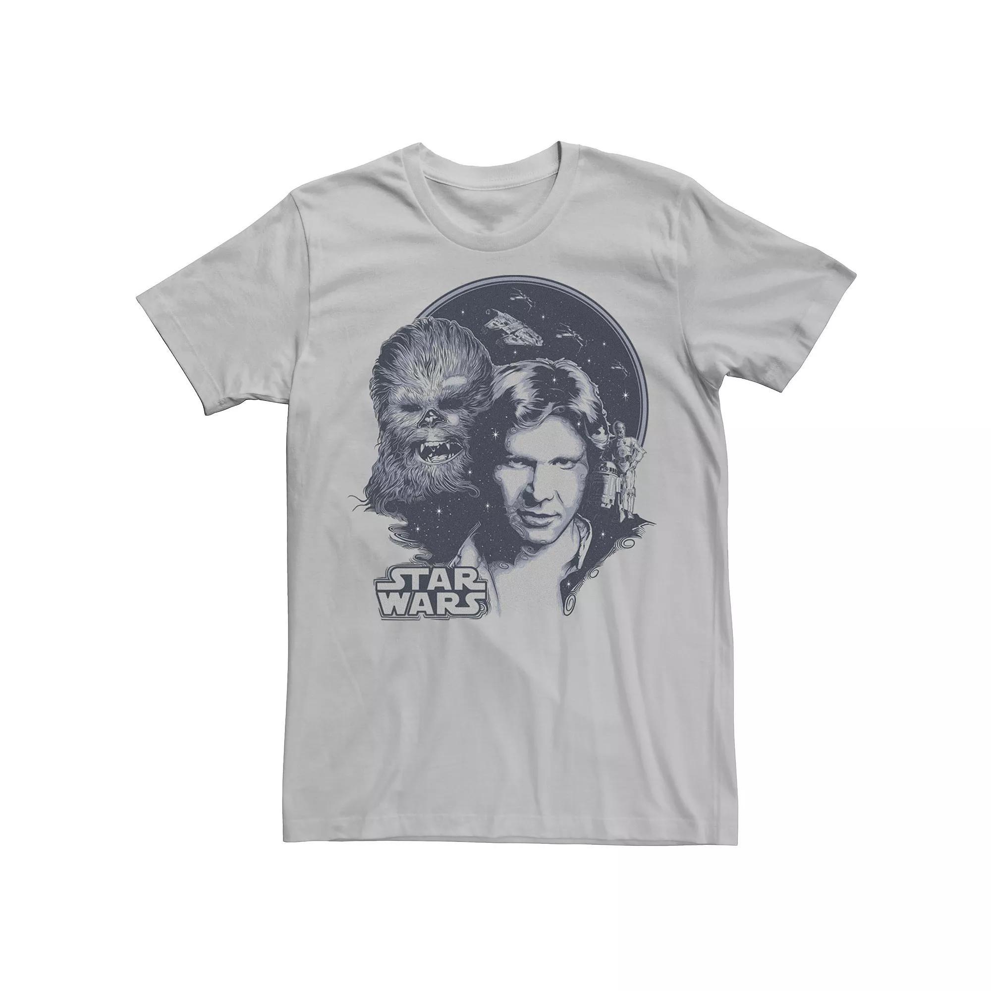 Men's Star Wars Retro Group Shot Logo Graphic Tee, Size: Small, Silver Product Image