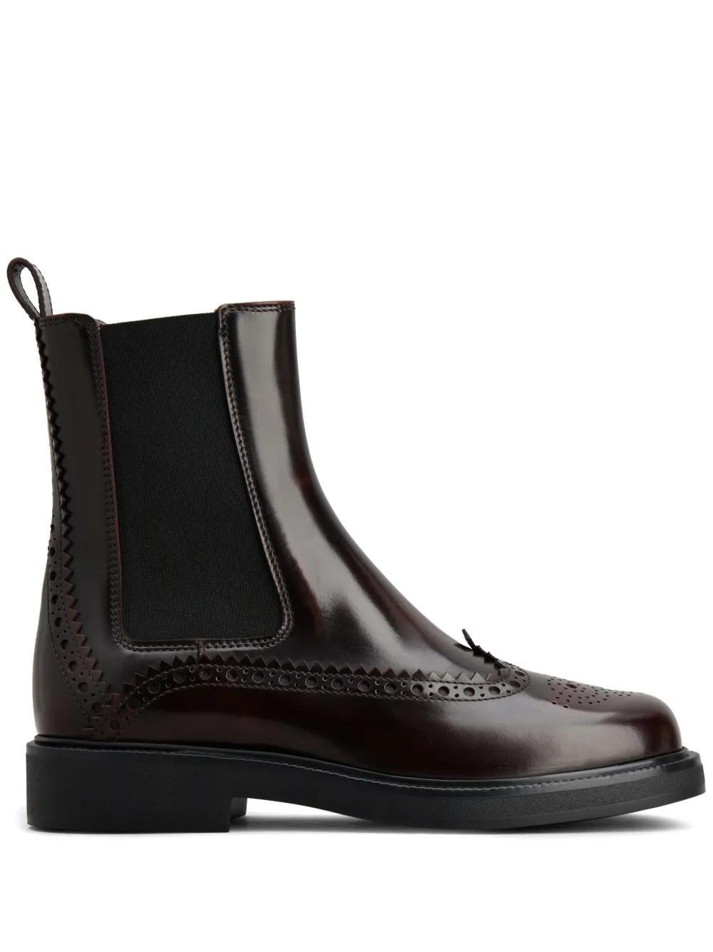 TOD'S Brogue-style Chelsea Boots In Brown Product Image