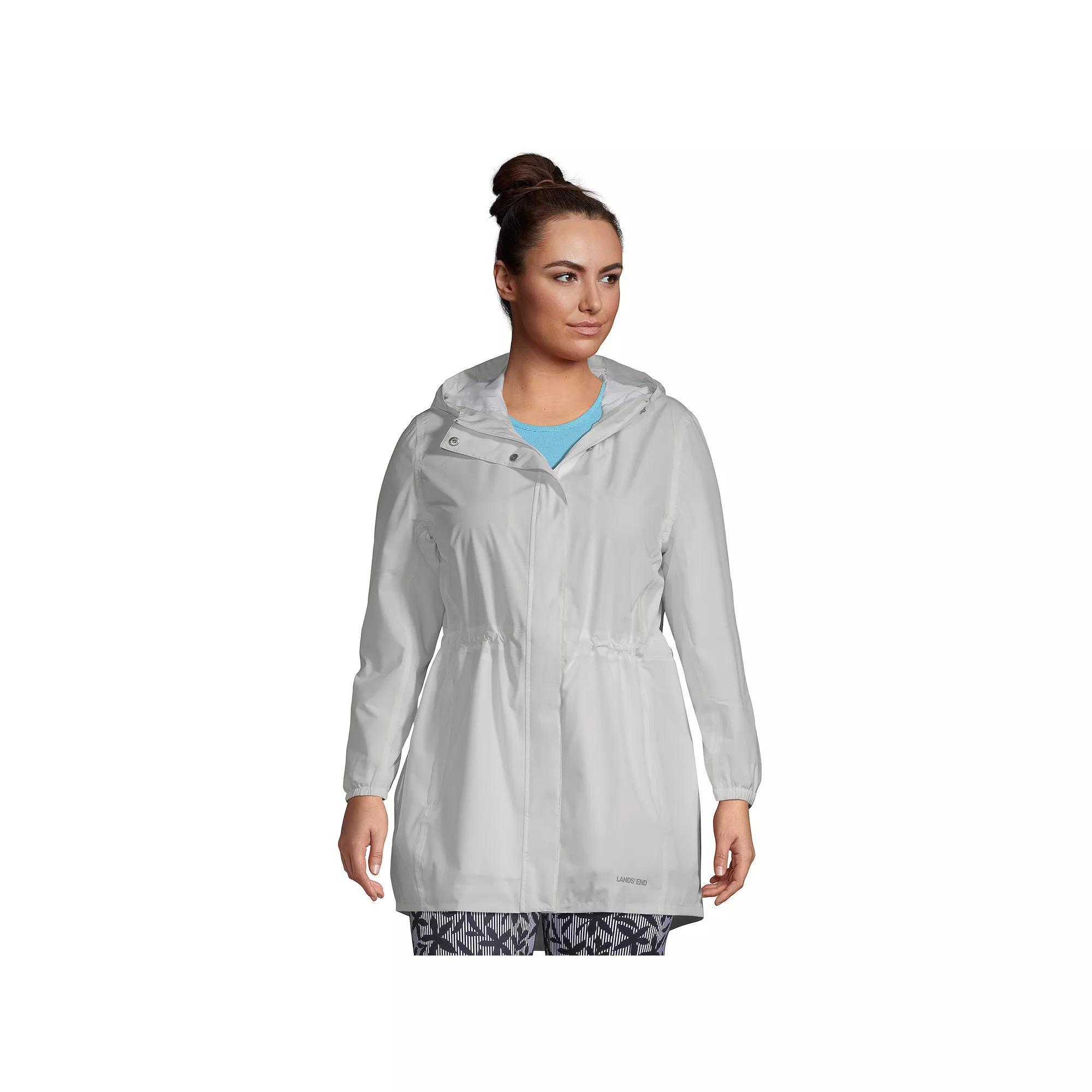 Plus Size Lands' End Hooded Packable Raincoat, Women's, Size: 1XL, White Product Image