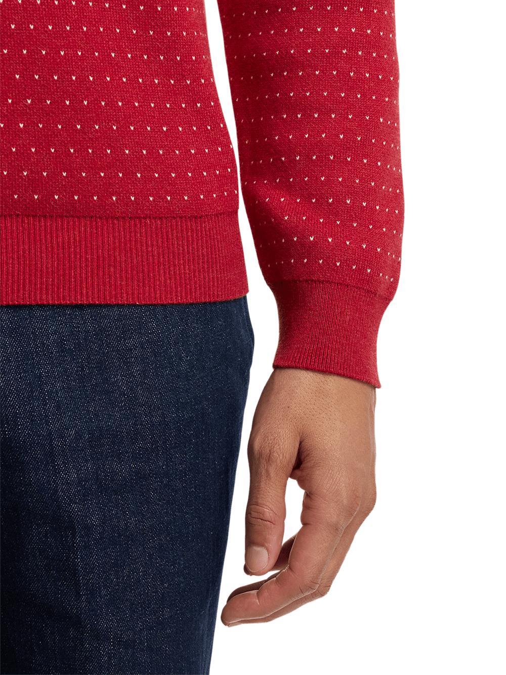 Cotton Mock Neck Sweater - Red Product Image