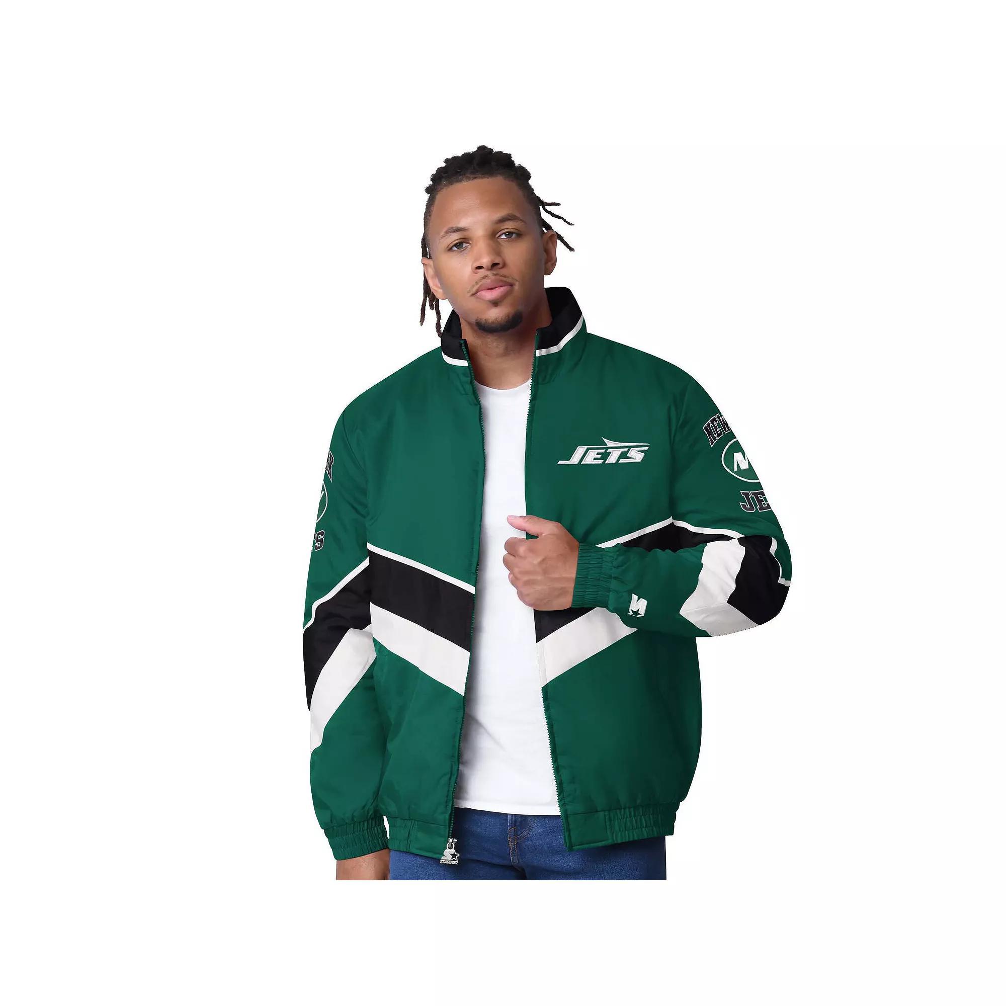Men's Starter Green New York Jets Captain Satin Varsity Jacket,  Product Image