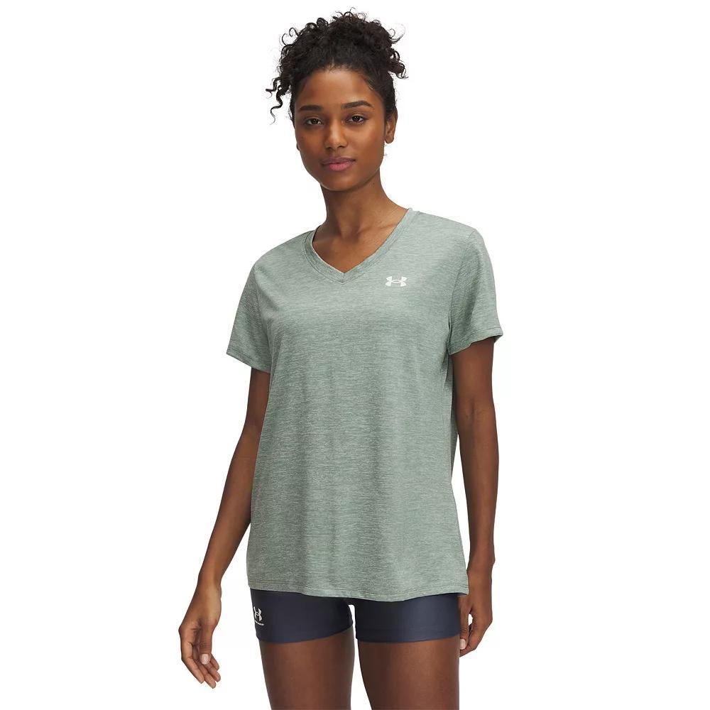 Women's Under Armour Tech™ V-Neck Short Sleeve Tee, Size: XS, Silica Green Twist Product Image