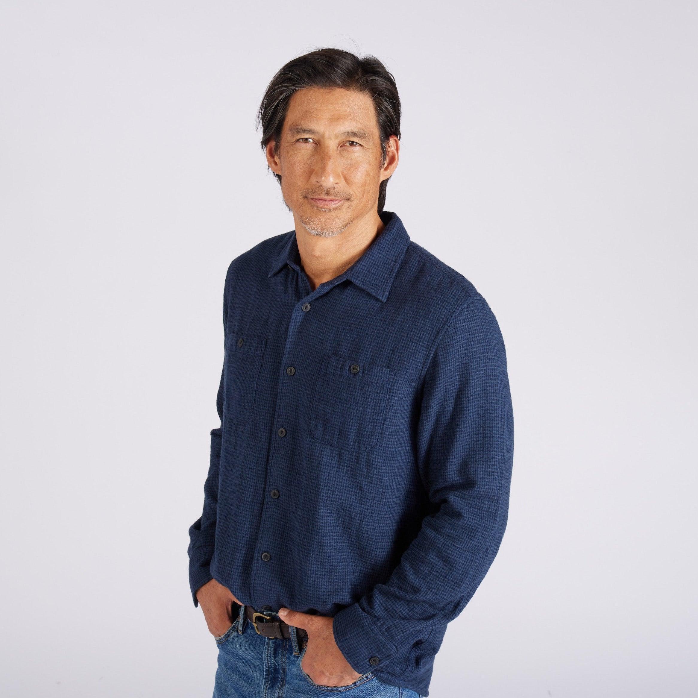 Houndstooth Double Cloth Workshirt - Sky Captain Navy Product Image