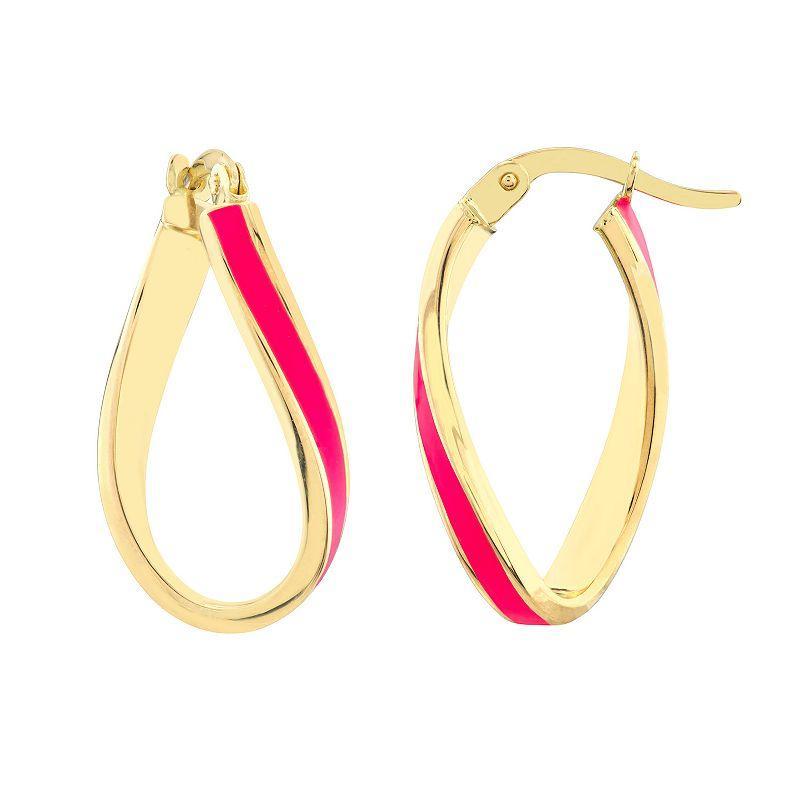 Color Romance 16.3 mm Enamel Oval Twist Hoop Earrings, Womens, Black Product Image