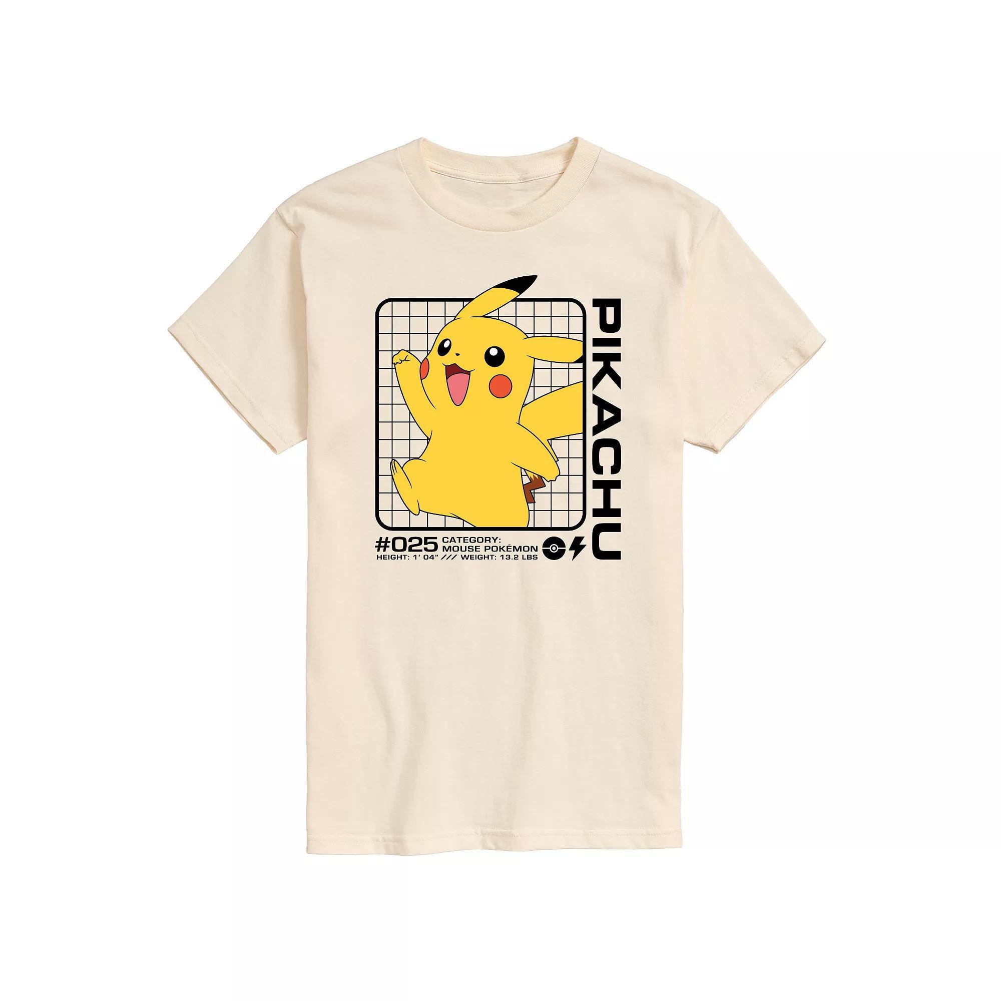 Men's Pokemon Pikachu Stats Graphic Tee, Size: XXL, Beige Product Image