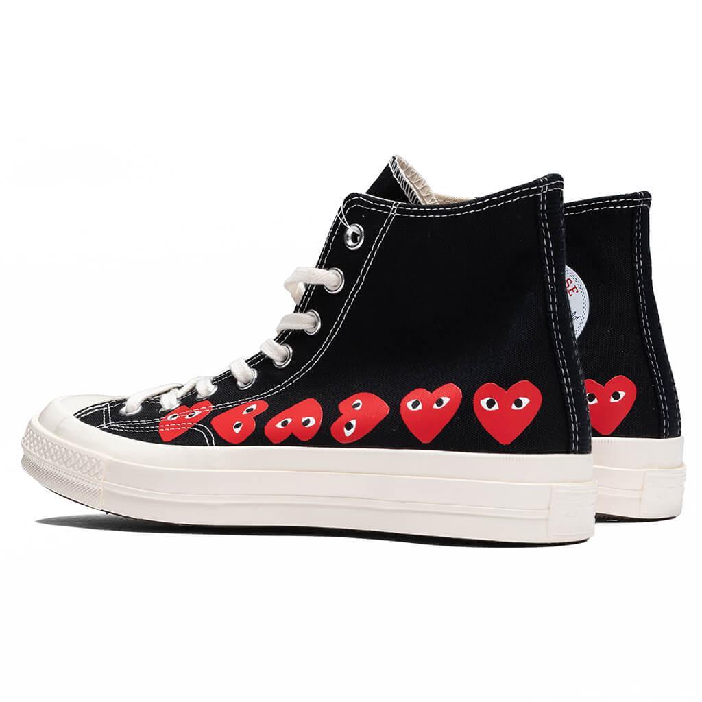 Converse x Comme Des Garcons PLAY All Star Chuck '70 Hi Multi Heart - Black/Red Male Product Image