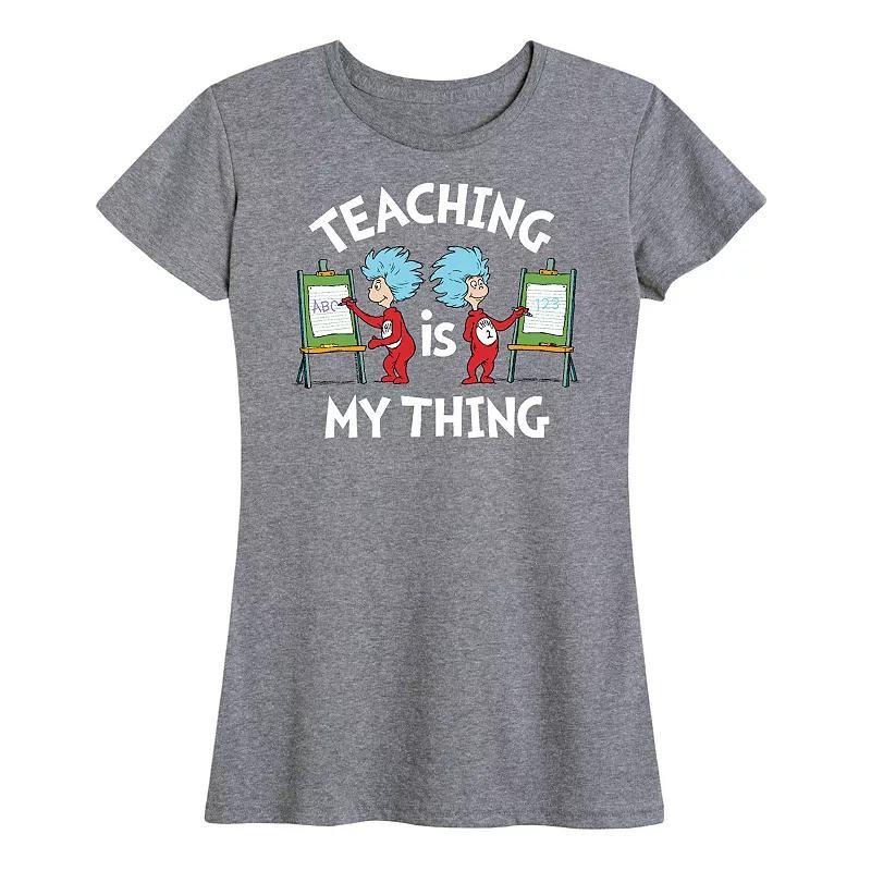 Women's Dr. Seuss Teaching Is My Thing Graphic Tee, Girl's, Size: XXL, Grey Blue Product Image