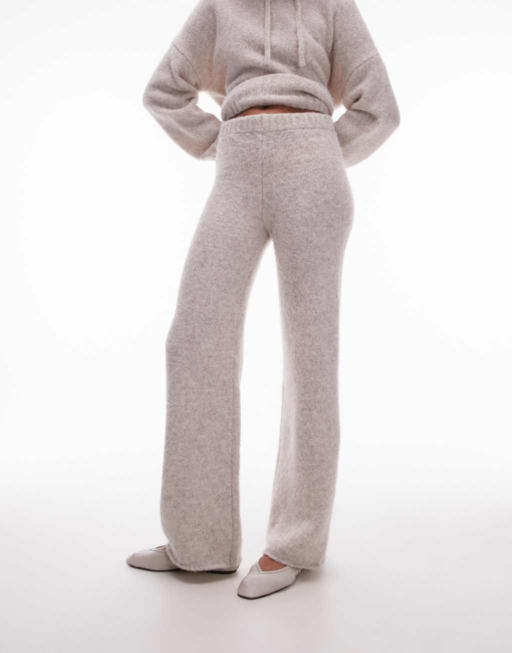 Topshop fluffy pants in oat - part of a set Product Image