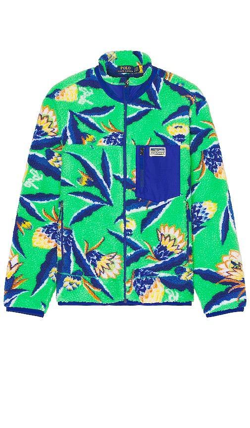 Polo Ralph Lauren Hi Pile Zip Sweater in Bonheur Floral & Jadite - Green. Size XL/1X (also in ). Product Image