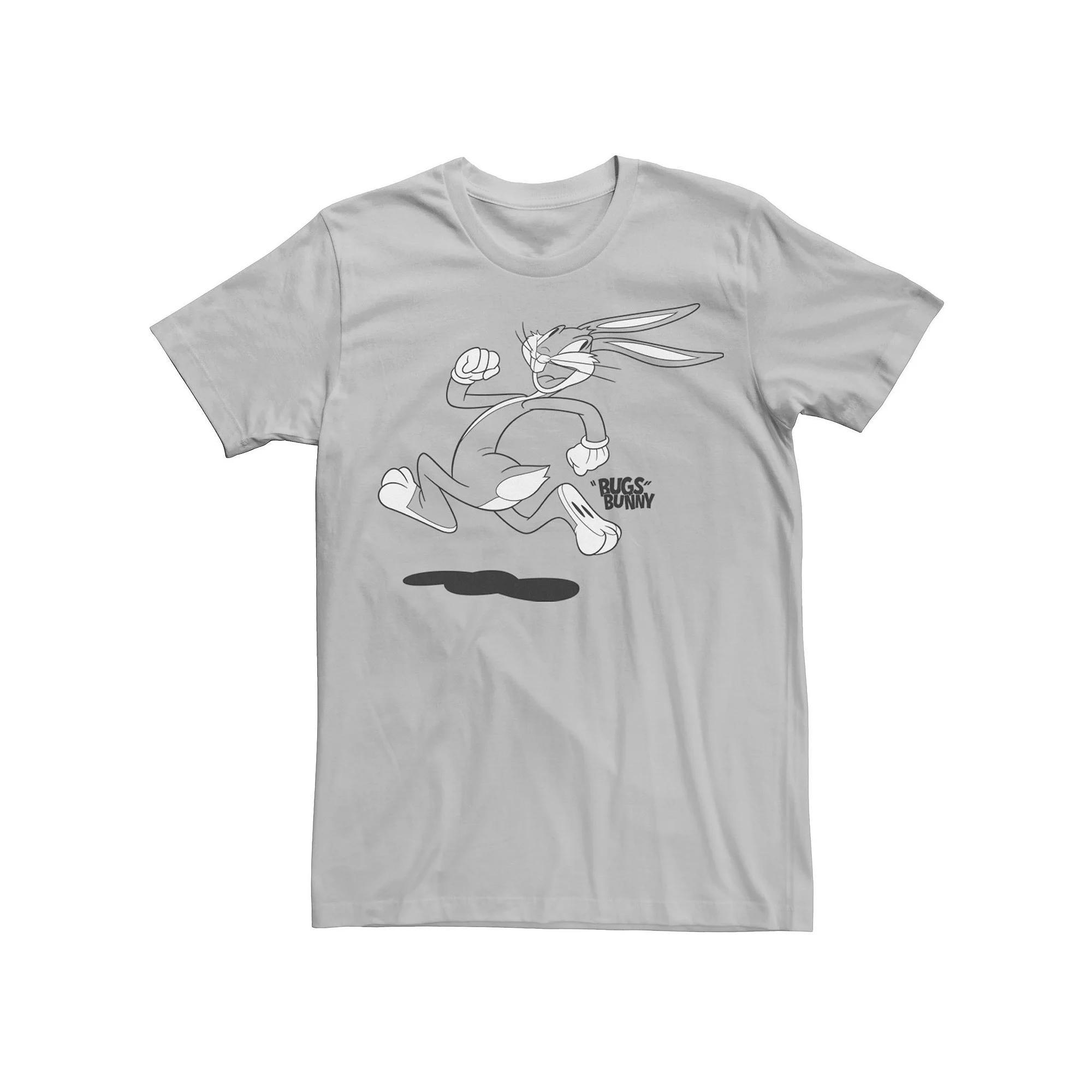 Men's Looney Tunes Bugs Bunny Running Tee, Size: Large, Silver Product Image