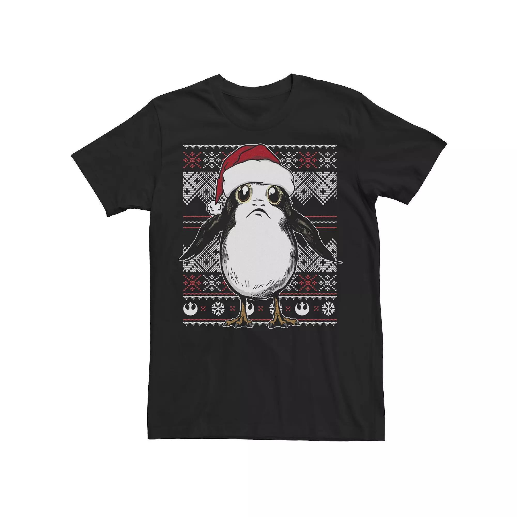 Men's Star Wars Porg Ugly Christmas Sweater Tee,  Product Image