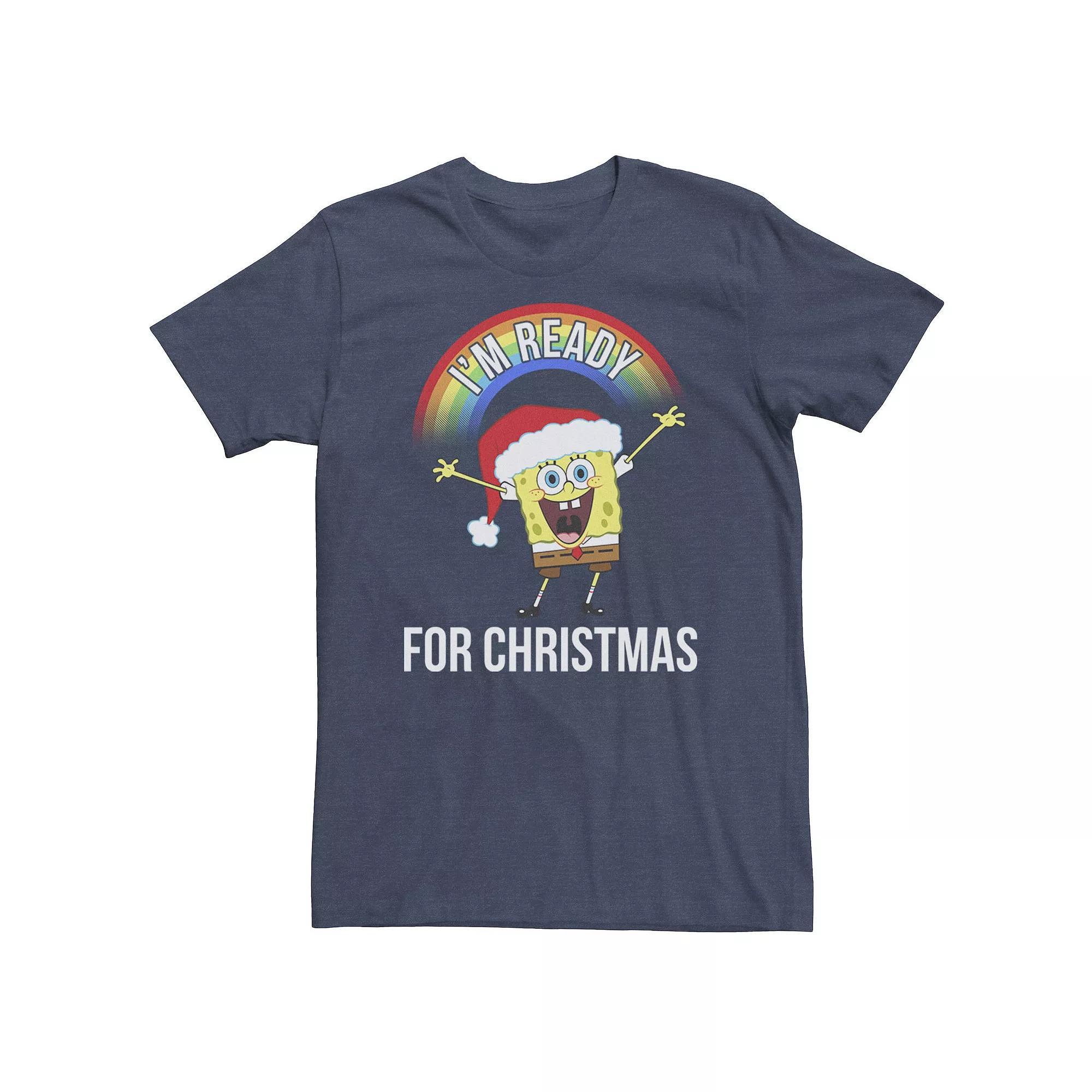Big & Tall Nickelodeon SpongeBob SquarePants "I'm Ready For Christmas" Rainbow Tee, Boy's,  Product Image