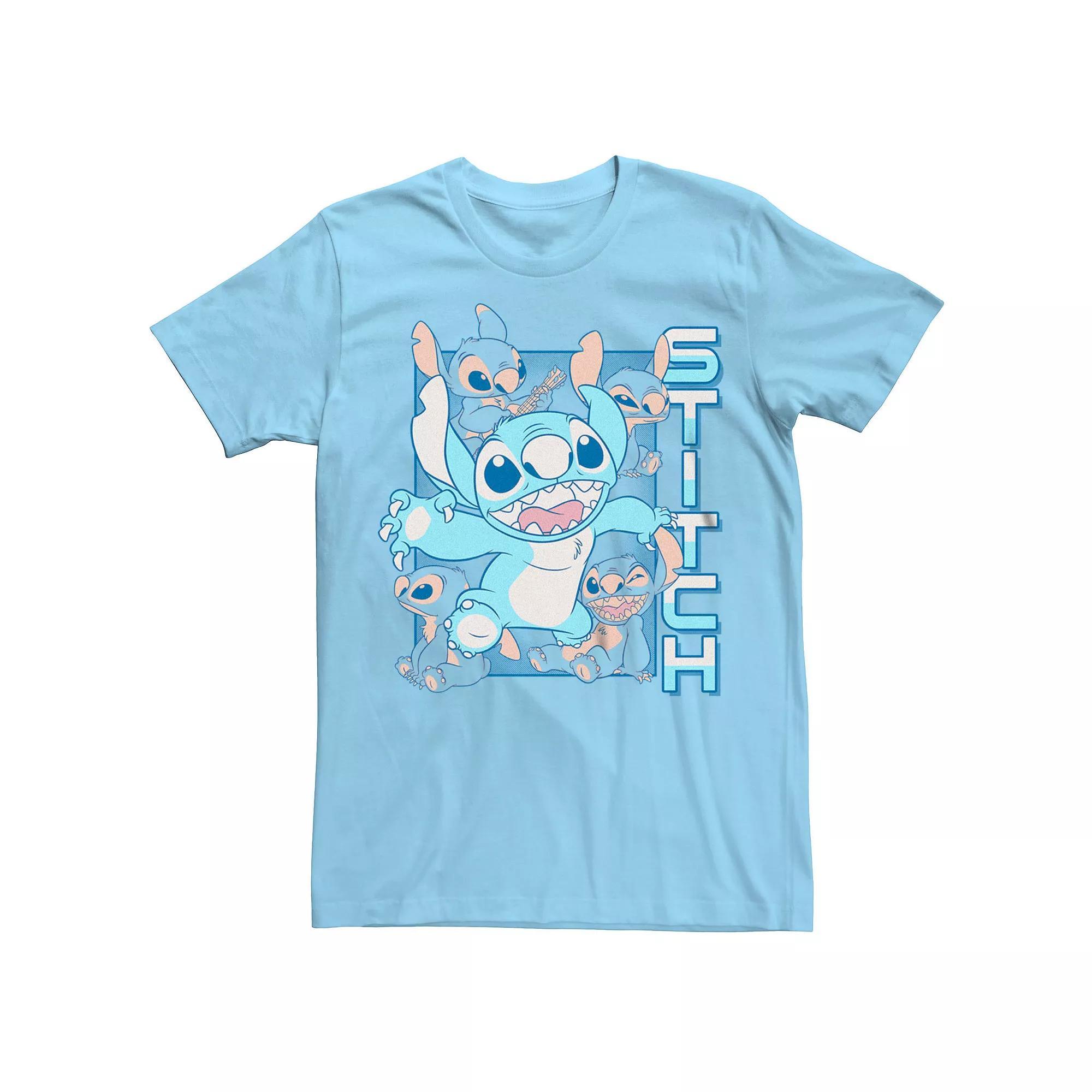 Men's Disney's Lilo & Sitch Stich's Many Moods and Faces Tee, Size: Large, Light Blue Product Image